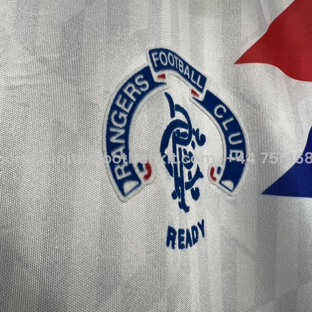 Unitedfootballkit.com | Retro Glasgow Rangers 1990-92 Away Jersey -Customize Name, Number and Patch | Worldwide Shipping