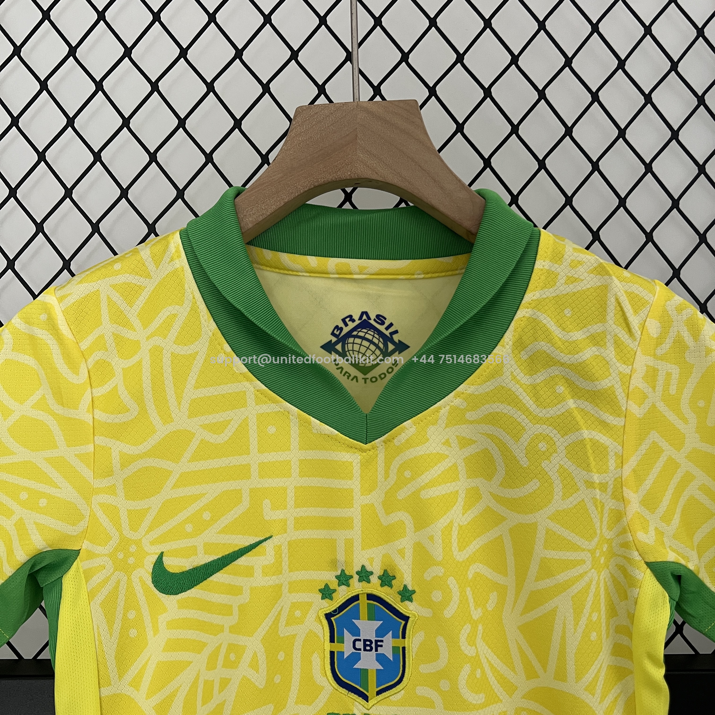 Unitedfootballkit.com | Brazil 2024 Home Stadium Kids Kit -Customize Name, Number and Patch | Worldwide Shipping
