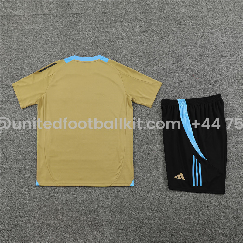Unitedfootballkit.com | Argentina 2024 Short-Sleeve Training Set - Gold -Customize Name, Number and Patch | Worldwide Shipping