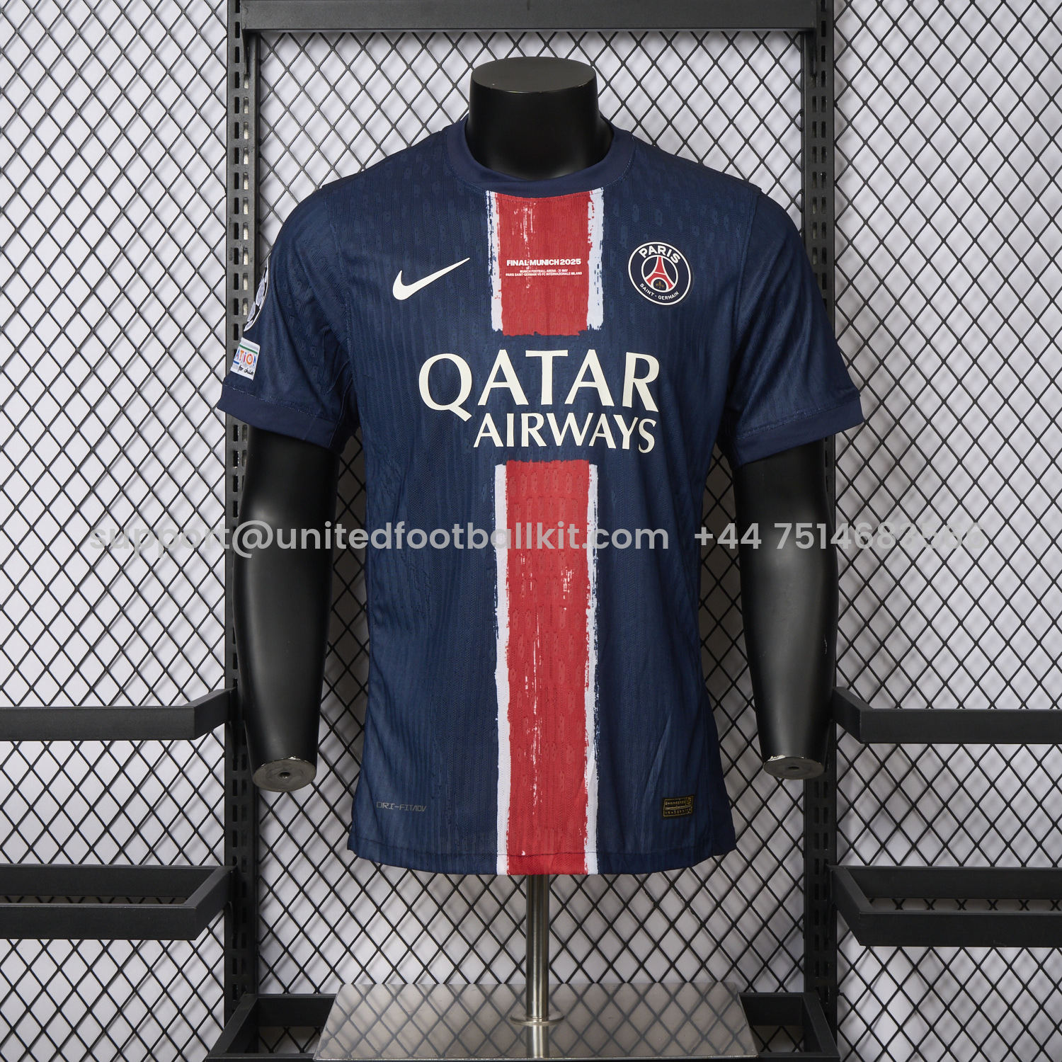 Unitedfootballkit.com | Paris Saint-Germain PSG 24-25 Home Champions League Final Jersey - Player Version -Customize Name, Number and Patch | Worldwide Shipping