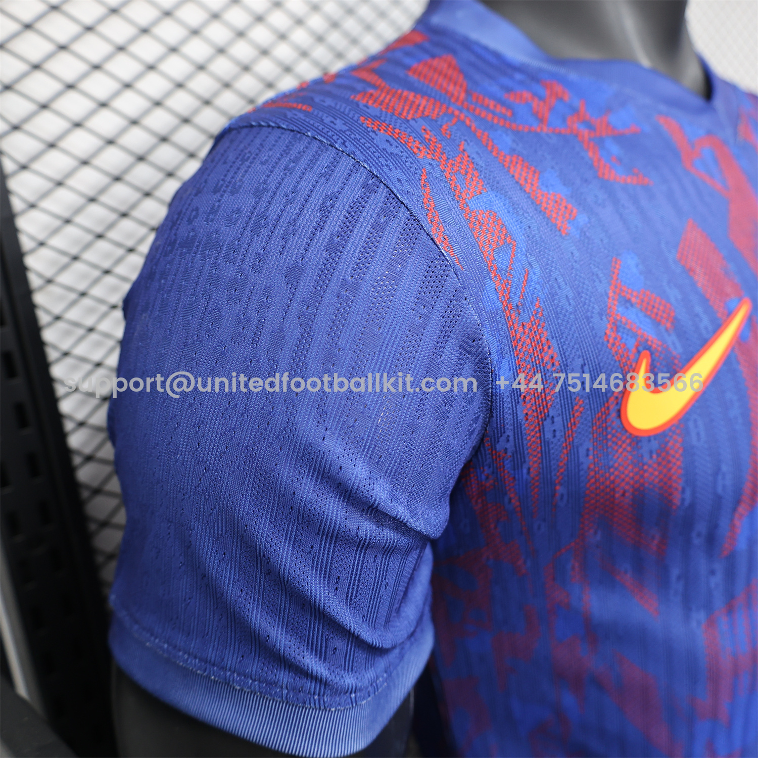 Unitedfootballkit.com | Barcelona 25-26 Blue Gradient and Red Shaped Pattern Pattern Jersey - Player Version -Customize Name, Number and Patch | Worldwide Shipping