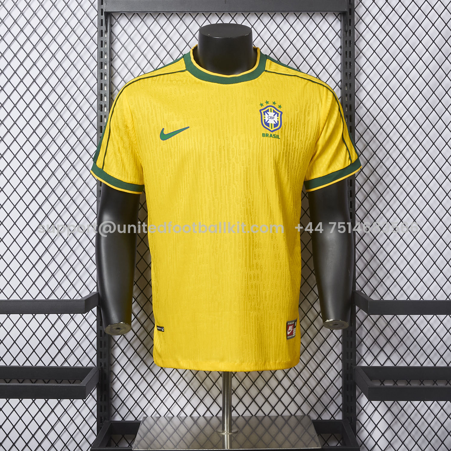 Unitedfootballkit.com | Retro Brazil 1998 Home Jersey - Player Version -Customize Name, Number and Patch | Worldwide Shipping