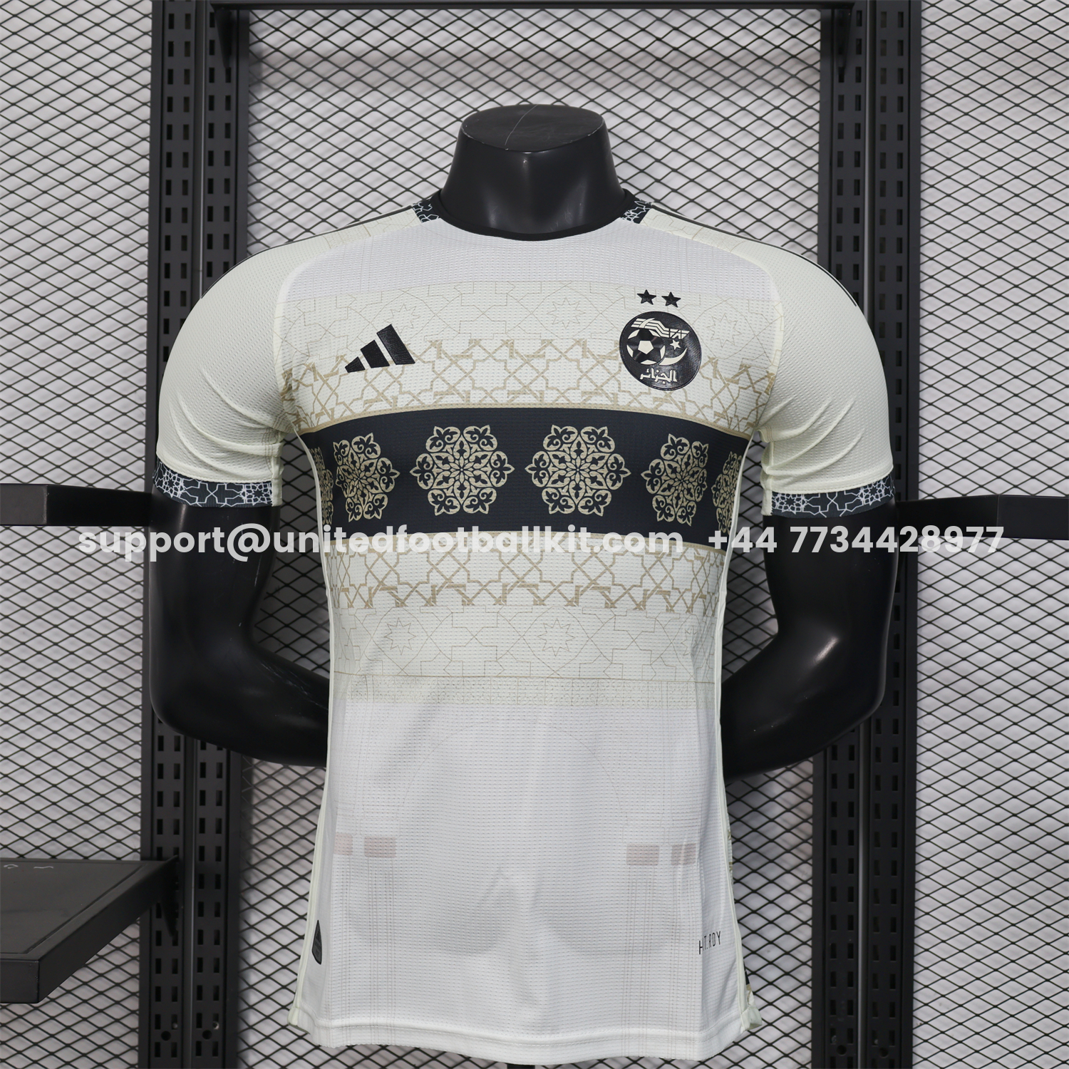 Unitedfootballkit.com | Algeria 25-26 Light Yellow with Black Classical Pattern Jersey - Player Version -Customize Name, Number and Patch | Worldwide Shipping