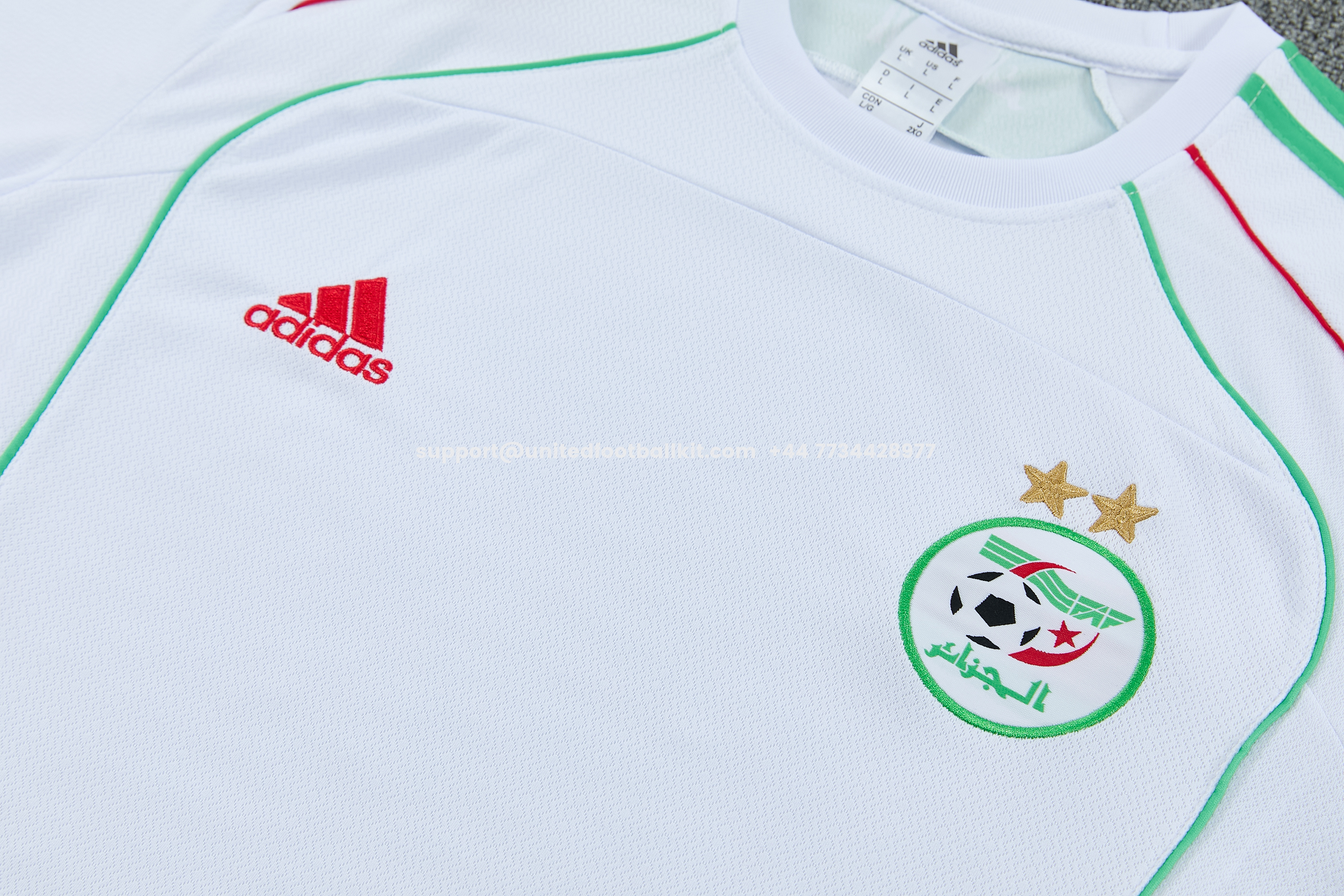 Unitedfootballkit.com | Algeria 2026 Short-Sleeve Training Set - White Top and Black Shorts -Customize Name, Number and Patch | Worldwide Shipping