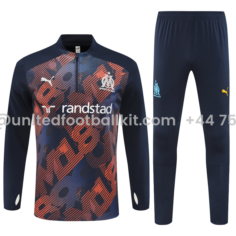 Unitedfootballkit.com | Marseille 24-25 Kids Long Sleeve Training Set - Camo -Customize Name, Number and Patch | Worldwide Shipping