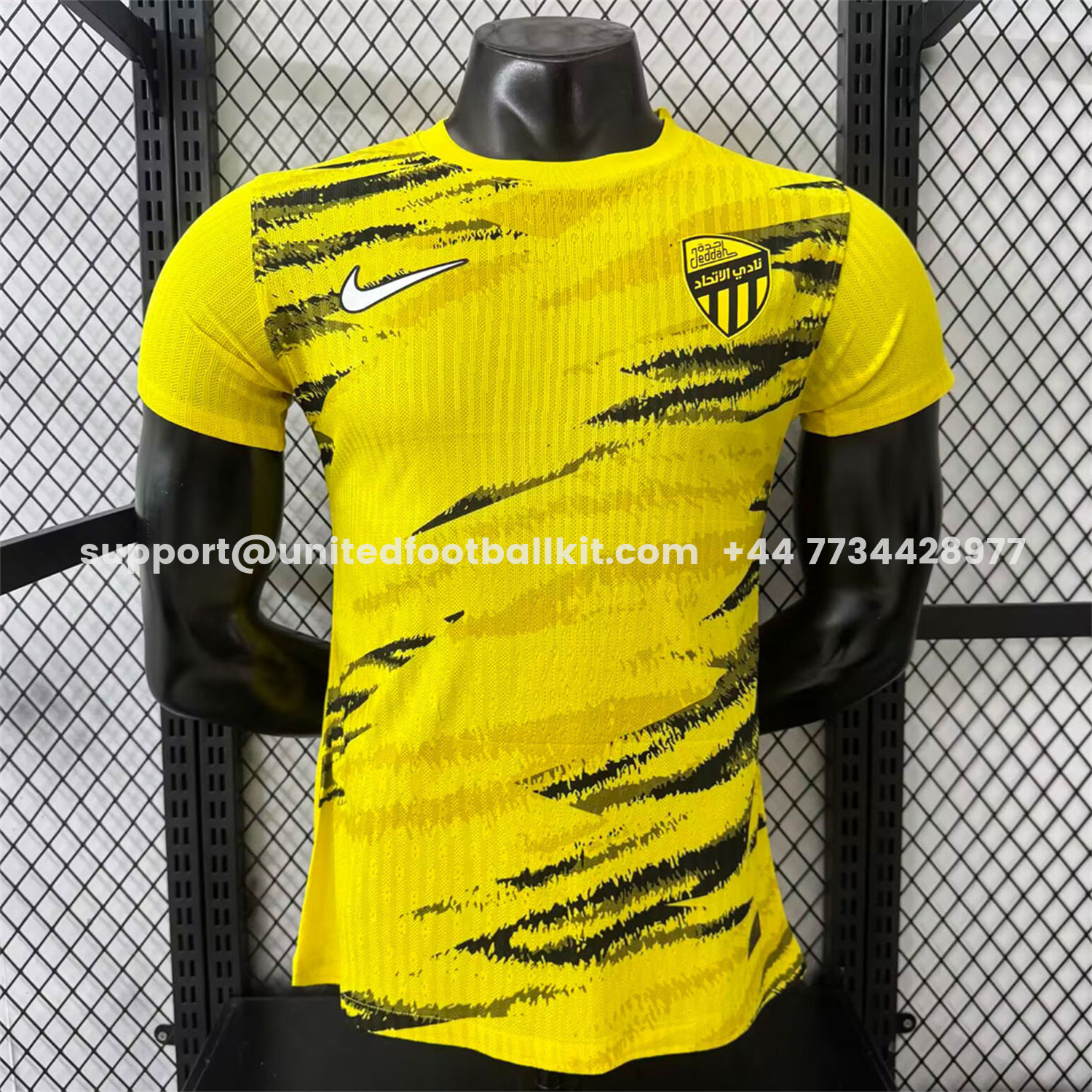 Unitedfootballkit.com | Al Ittihad Jeddah United 25-26 Pre-Match Yellow Jersey - Player Version -Customize Name, Number and Patch | Worldwide Shipping