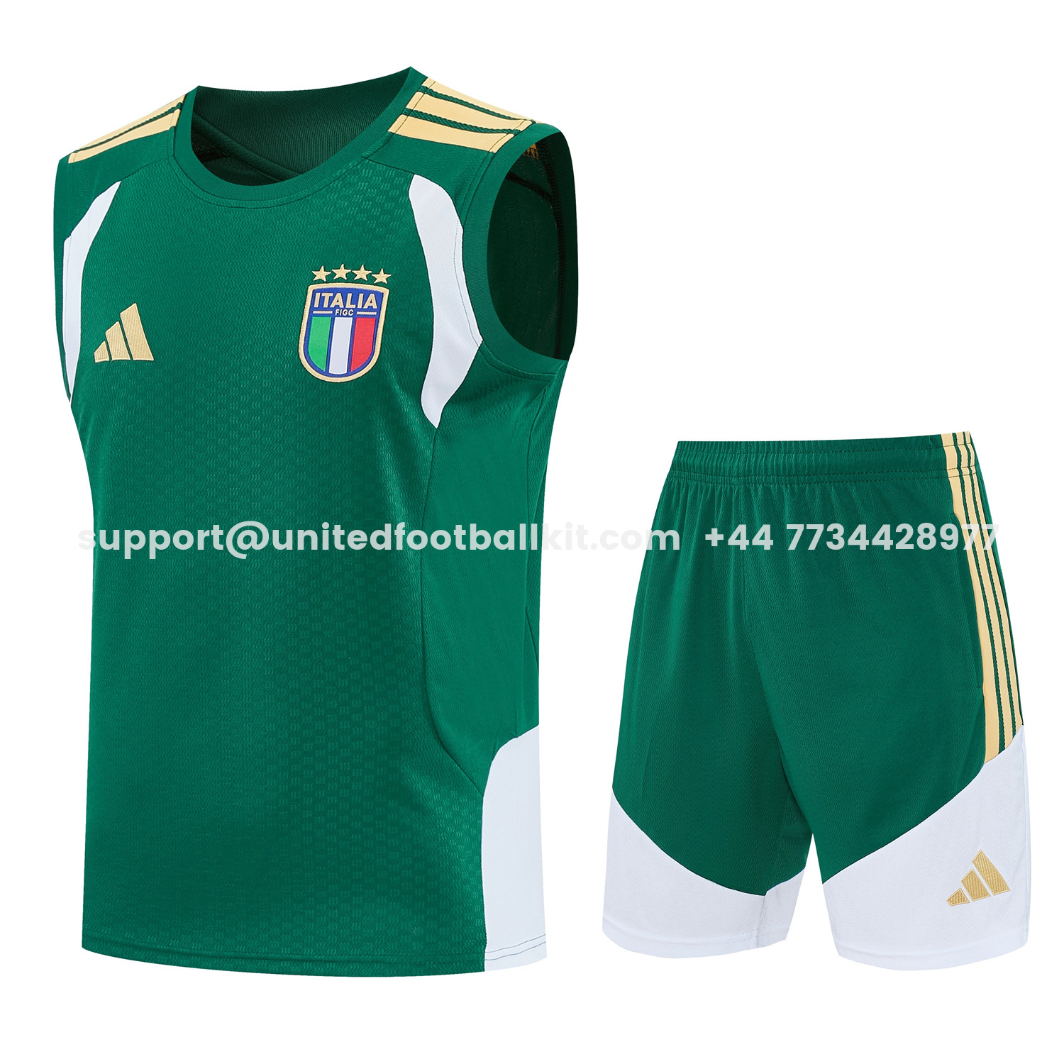 Unitedfootballkit.com | Italy 2026 Vest Training Set - Green Vest and Shorts -Customize Name, Number and Patch | Worldwide Shipping