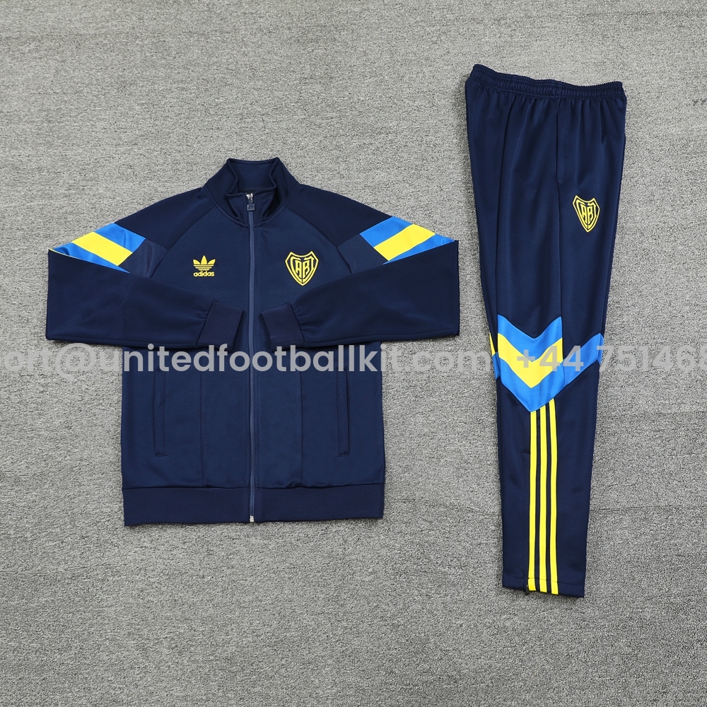 Unitedfootballkit.com | Boca Juniors 24-25 Jacket Training Tracksuit - Deep Blue Top and Pants -Customize Name, Number and Patch | Worldwide Shipping