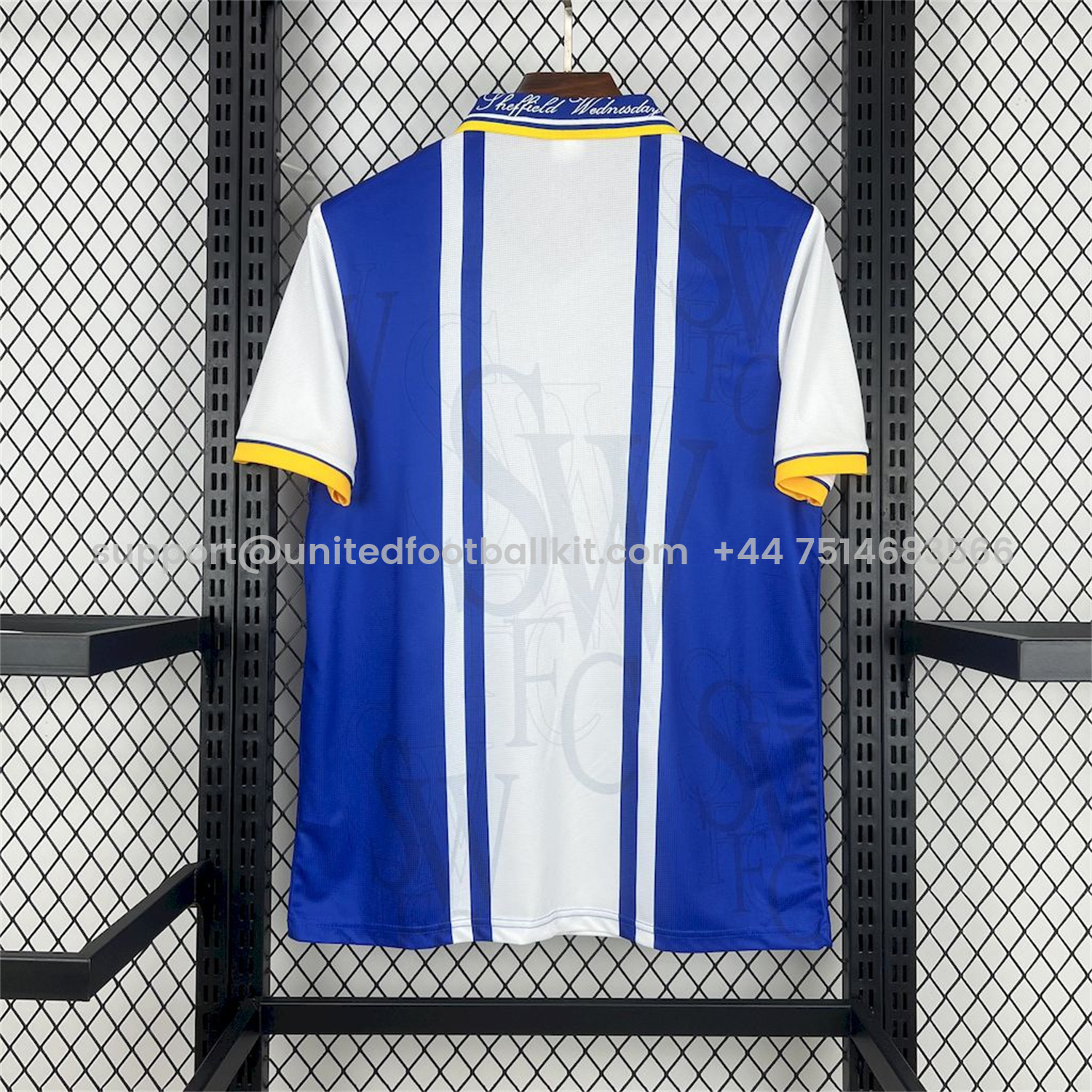 Unitedfootballkit.com | Retro Sheffield Wednesday 1996-97 Home Jersey -Customize Name, Number and Patch | Worldwide Shipping