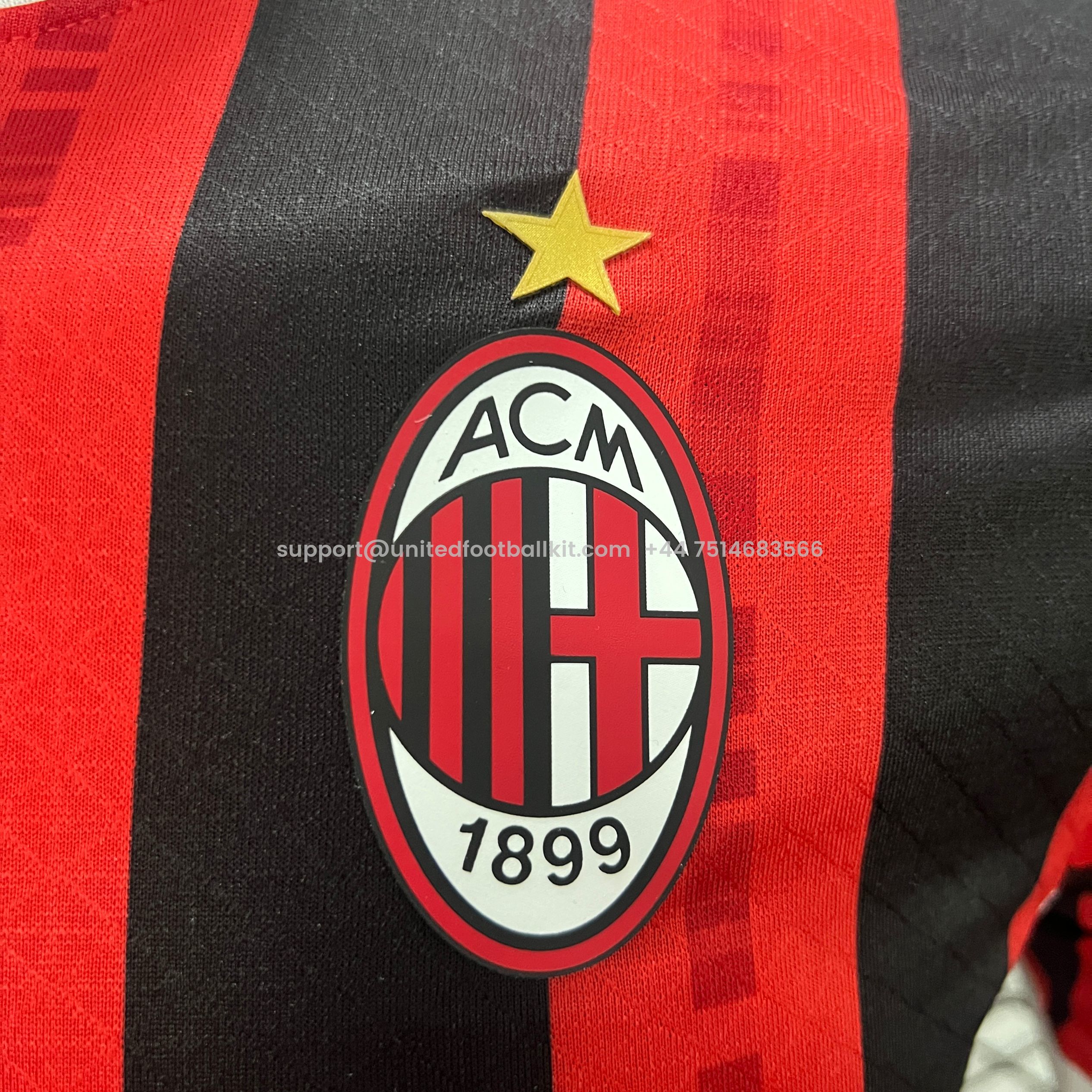 Unitedfootballkit.com | AC Milan 24-25 Home Stadium Jersey - Player Version -Customize Name, Number and Patch | Worldwide Shipping