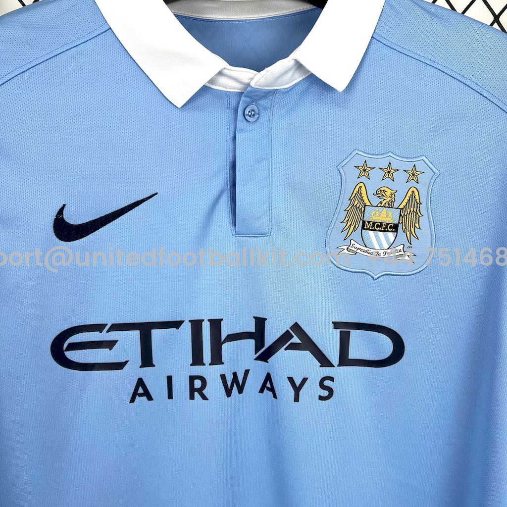 Unitedfootballkit.com | Retro Manchester City 2015-16 Home Jersey -Customize Name, Number and Patch | Worldwide Shipping
