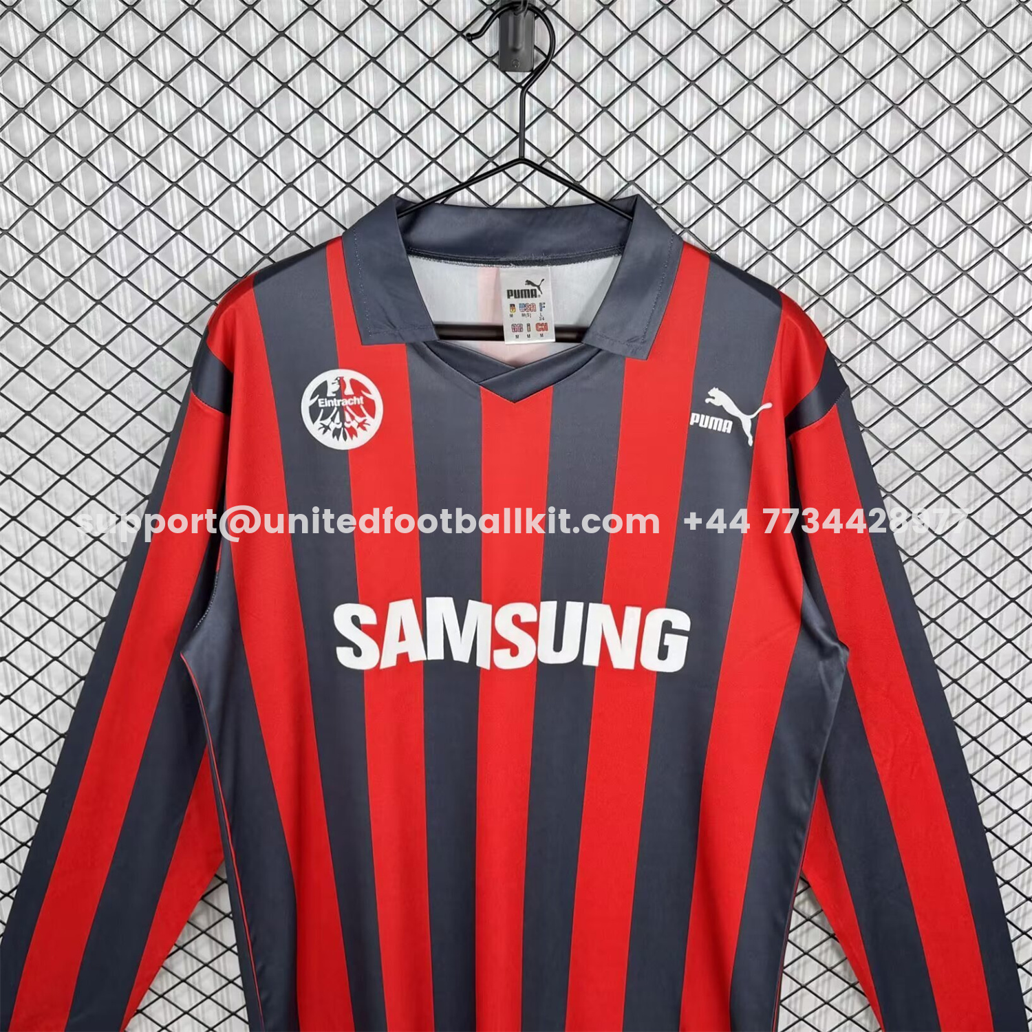 Unitedfootballkit.com | Retro Frankfurt 1991-92 Home Long Sleeves Jersey -Customize Name, Number and Patch | Worldwide Shipping