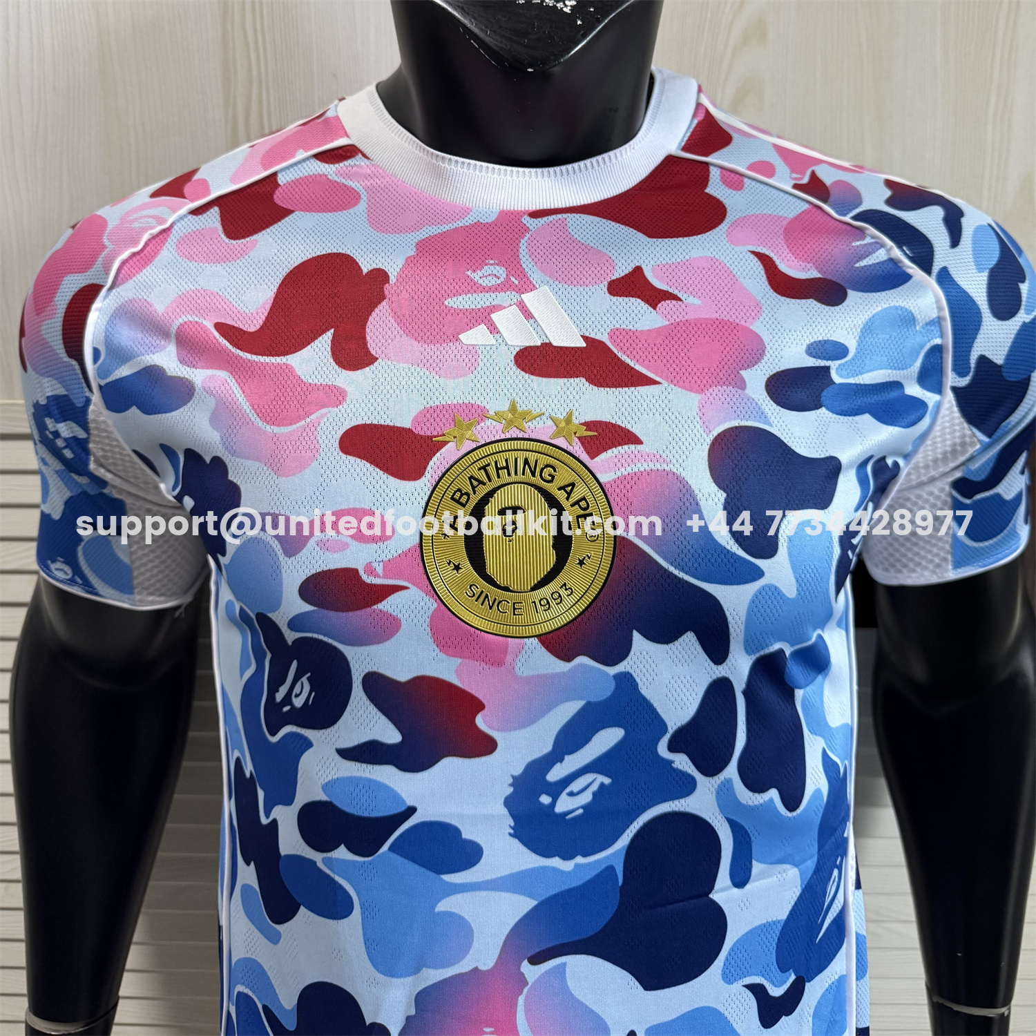 Unitedfootballkit.com | Adidas x A Bathing Ape Pink And Blue Camouflage Special Jersey - Player Version -Customize Name, Number and Patch | Worldwide Shipping