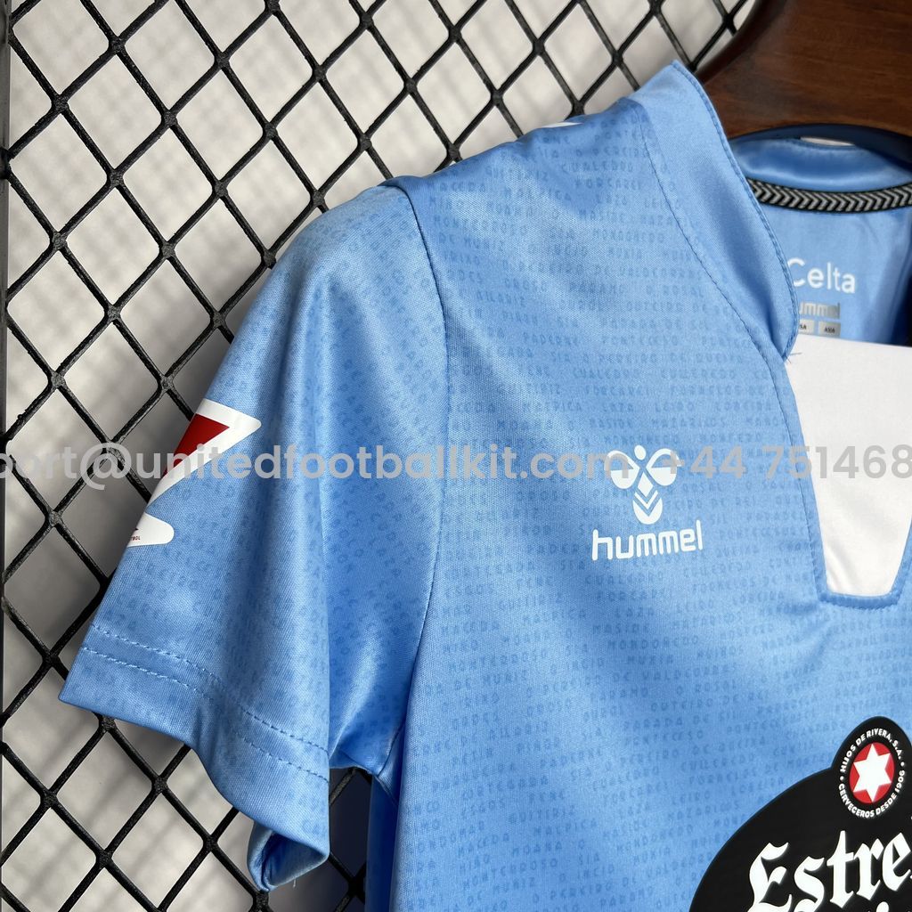 Unitedfootballkit.com | Celta Vigo 24-25 Home Stadium Kids Kit -Customize Name, Number and Patch | Worldwide Shipping