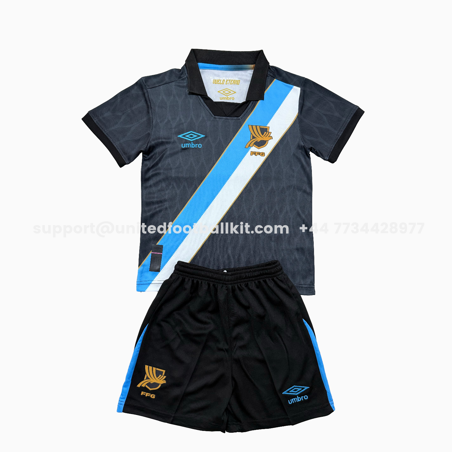Unitedfootballkit.com | Guatemala 26-27 Navy Blue Away Kids Kit -Customize Name, Number and Patch | Worldwide Shipping