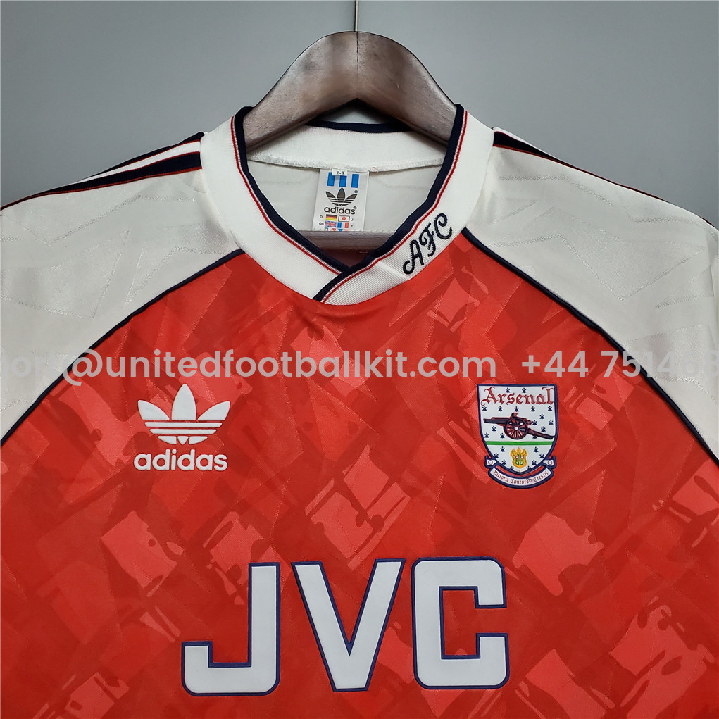 Unitedfootballkit.com | Retro Arsenal 90-92 Home Stadium Jersey -Customize Name, Number and Patch | Worldwide Shipping