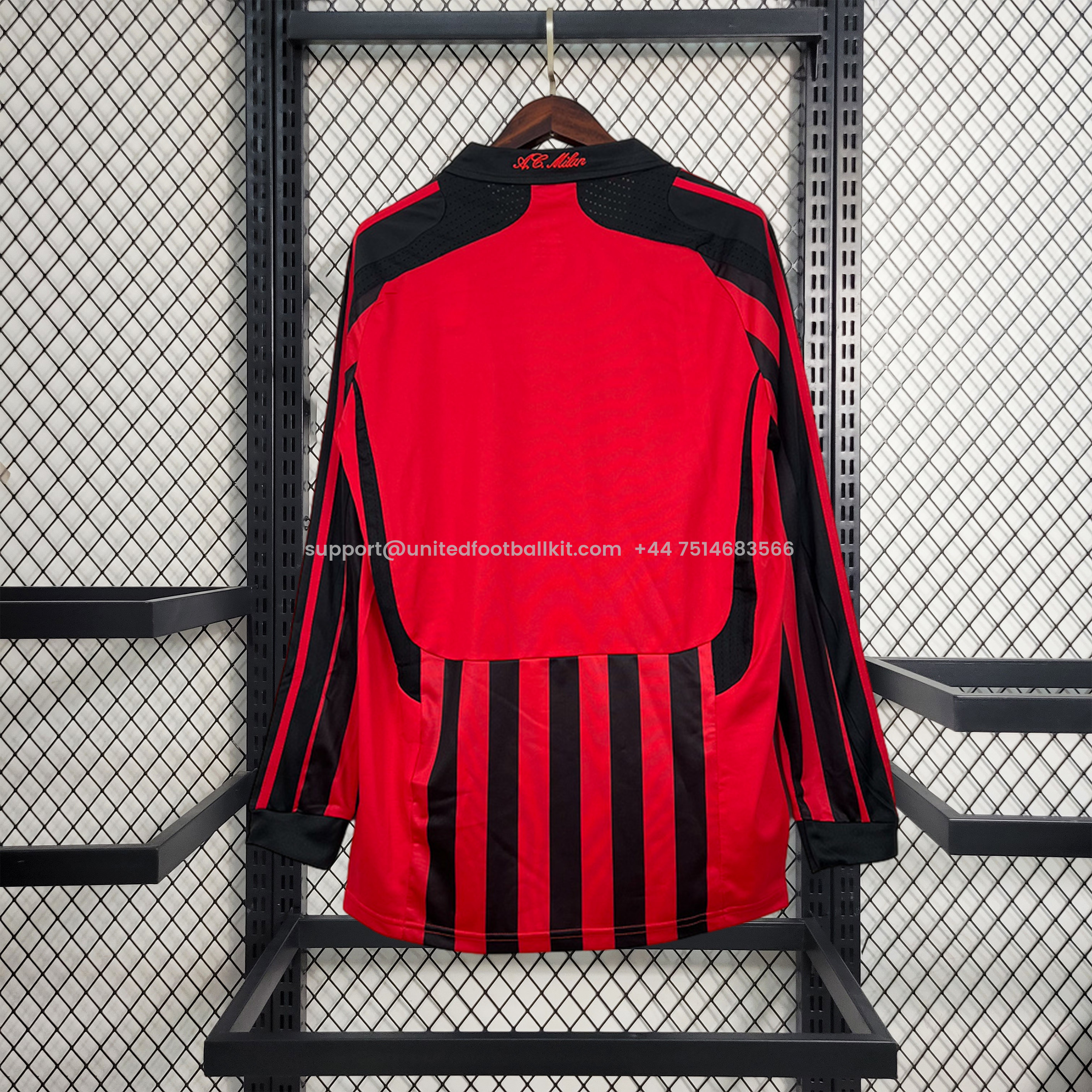 Unitedfootballkit.com | Retro AC Milan 2007-08 Home Long Sleeve Jersey -Customize Name, Number and Patch | Worldwide Shipping