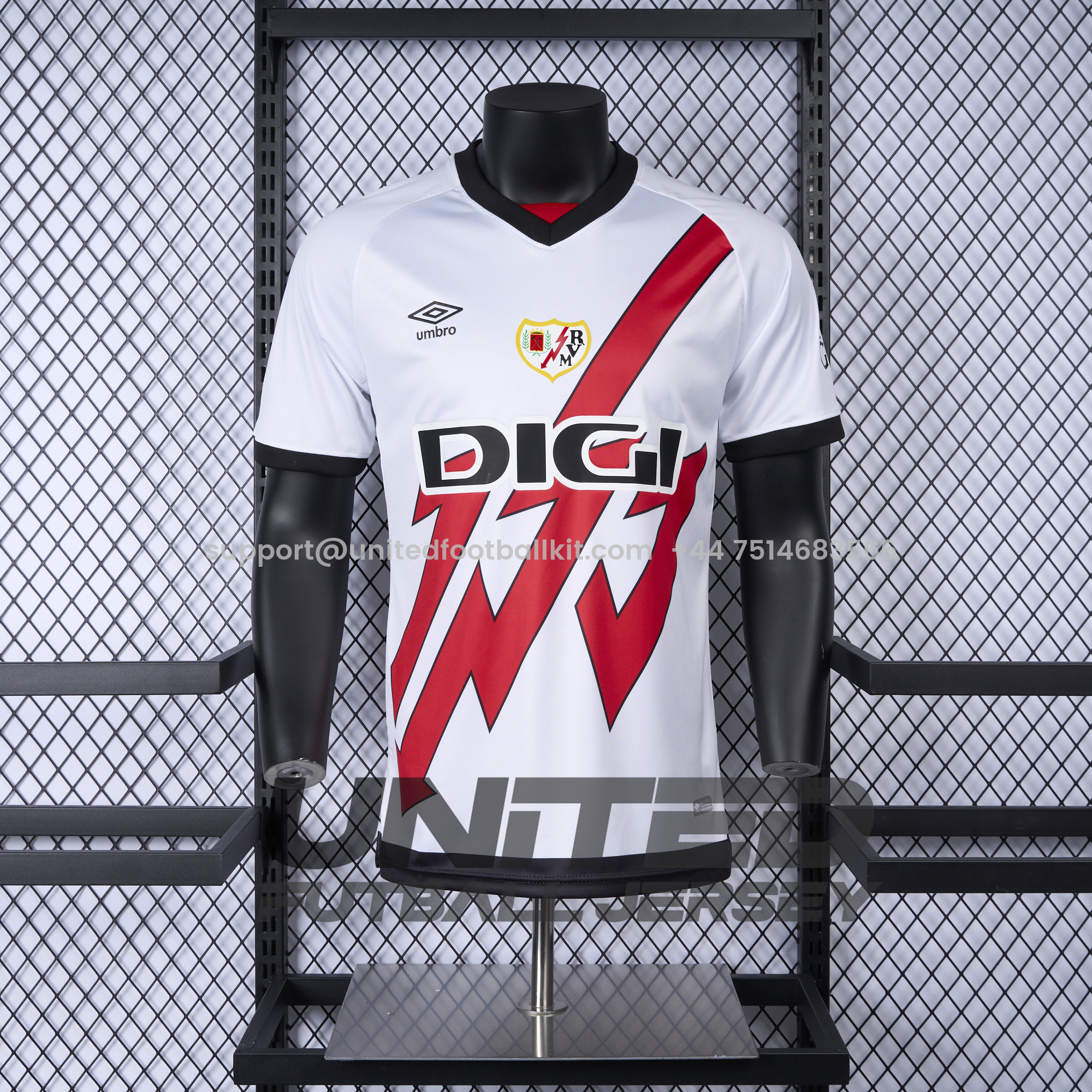 Unitedfootballkit.com | Rayo Vallecano 24-25 Home Jersey - Player Version -Customize Name, Number and Patch | Worldwide Shipping