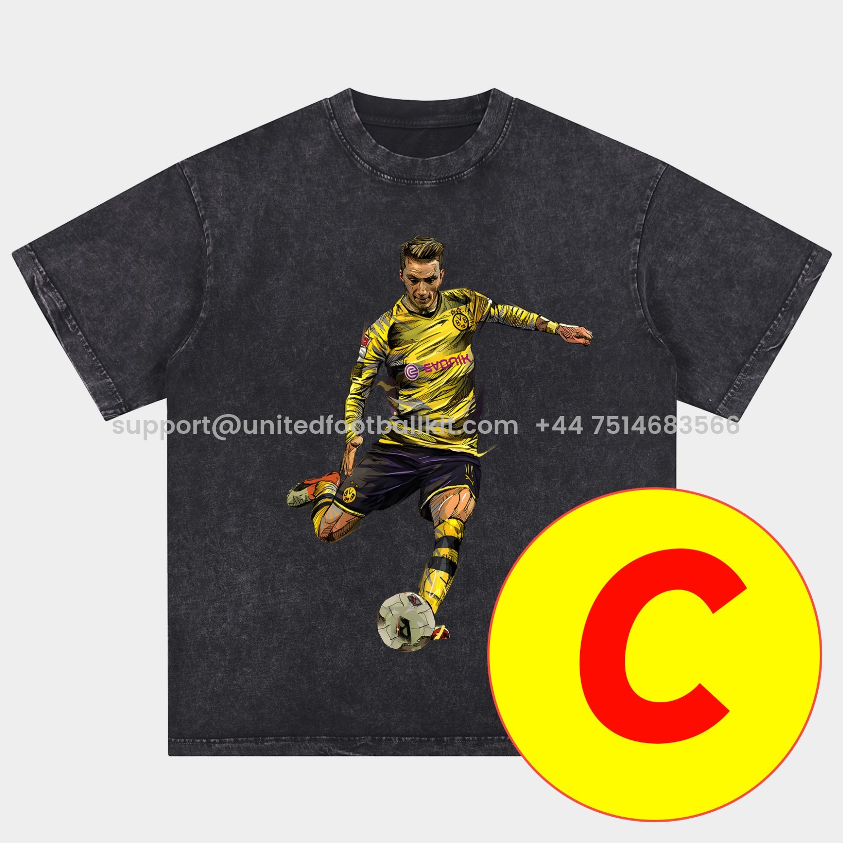 Unitedfootballkit.com | Dortmund Oversized Washed T-Shirt -Customize Name, Number and Patch | Worldwide Shipping