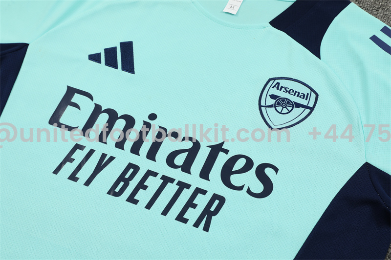 Unitedfootballkit.com | Arsenal 24-25 Short-Sleeve Training Set - Lake Blue -Customize Name, Number and Patch | Worldwide Shipping