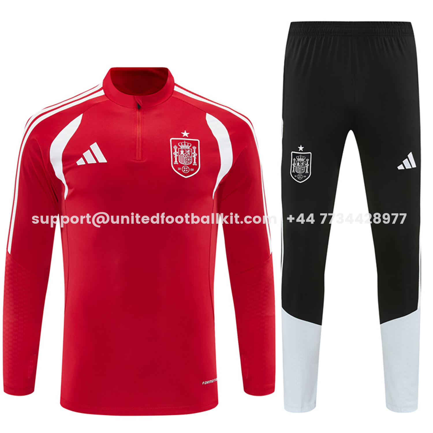 Unitedfootballkit.com | Spain 2026 Kids Long Sleeve Training Set - Red Top & Black Pants -Customize Name, Number and Patch | Worldwide Shipping