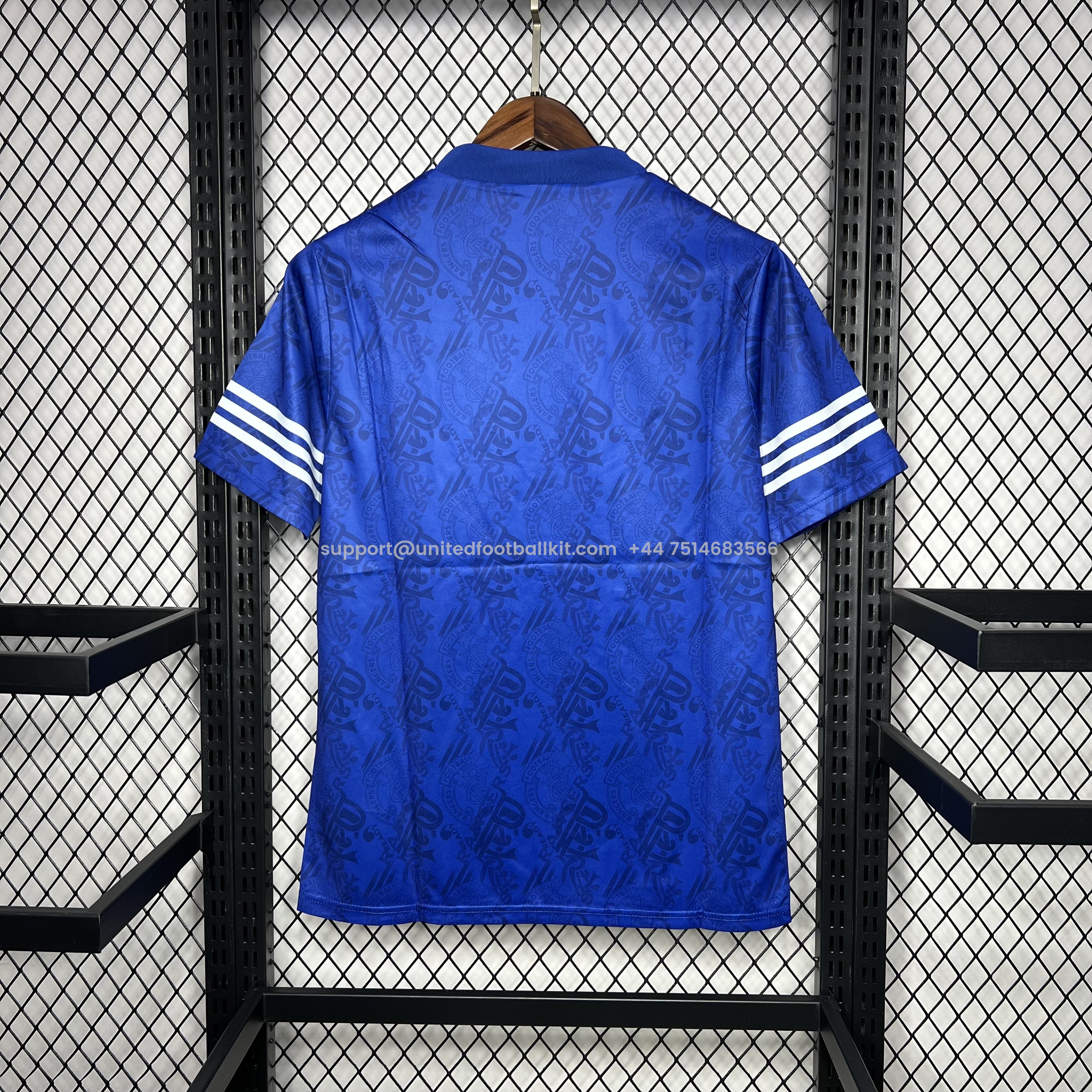 Unitedfootballkit.com | Retro Glasgow Rangers 1994-96 Home Stadium Jersey -Customize Name, Number and Patch | Worldwide Shipping