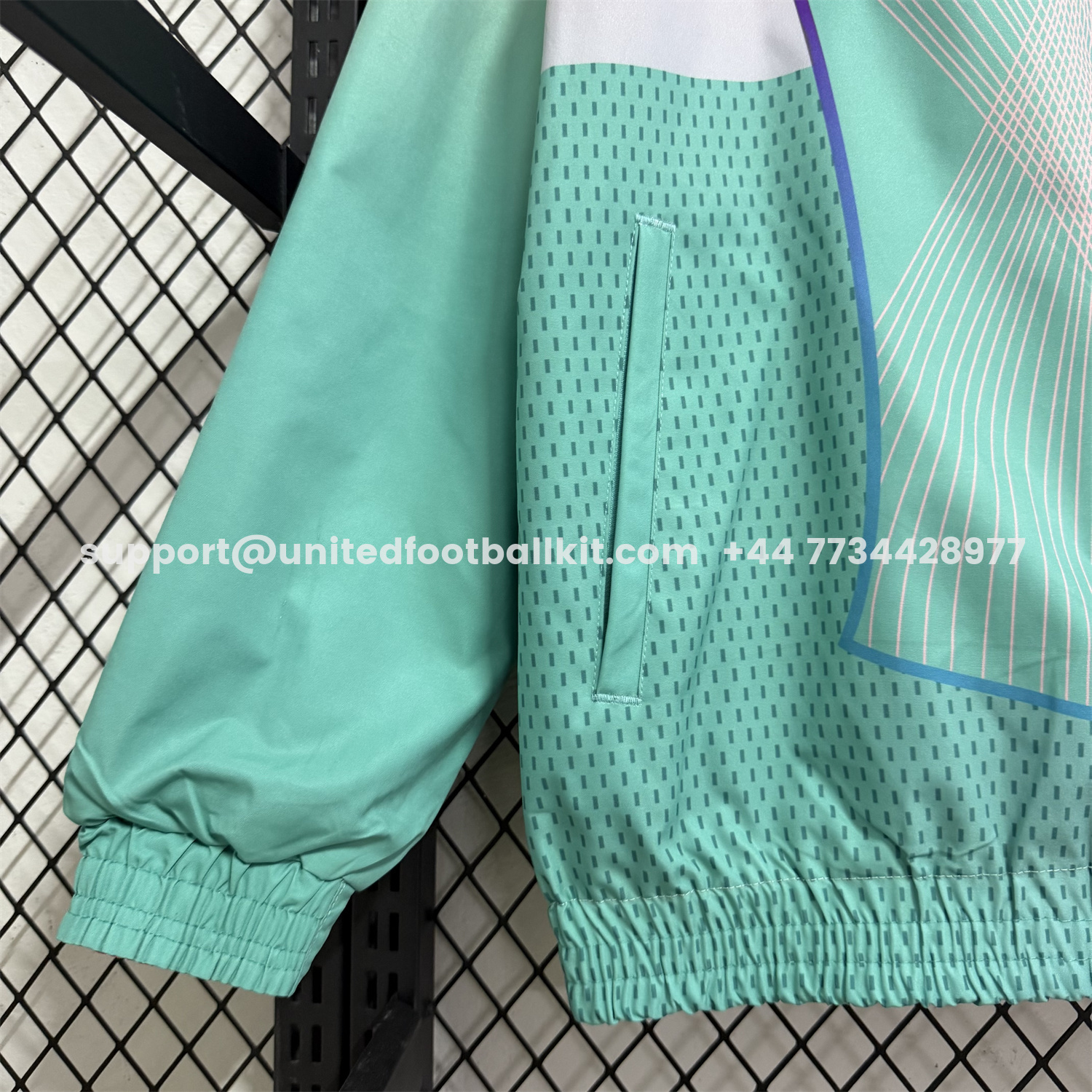 Unitedfootballkit.com | Barcelona 25-26 Double Sided Reversible Windbreaker - Green & Pink -Customize Name, Number and Patch | Worldwide Shipping