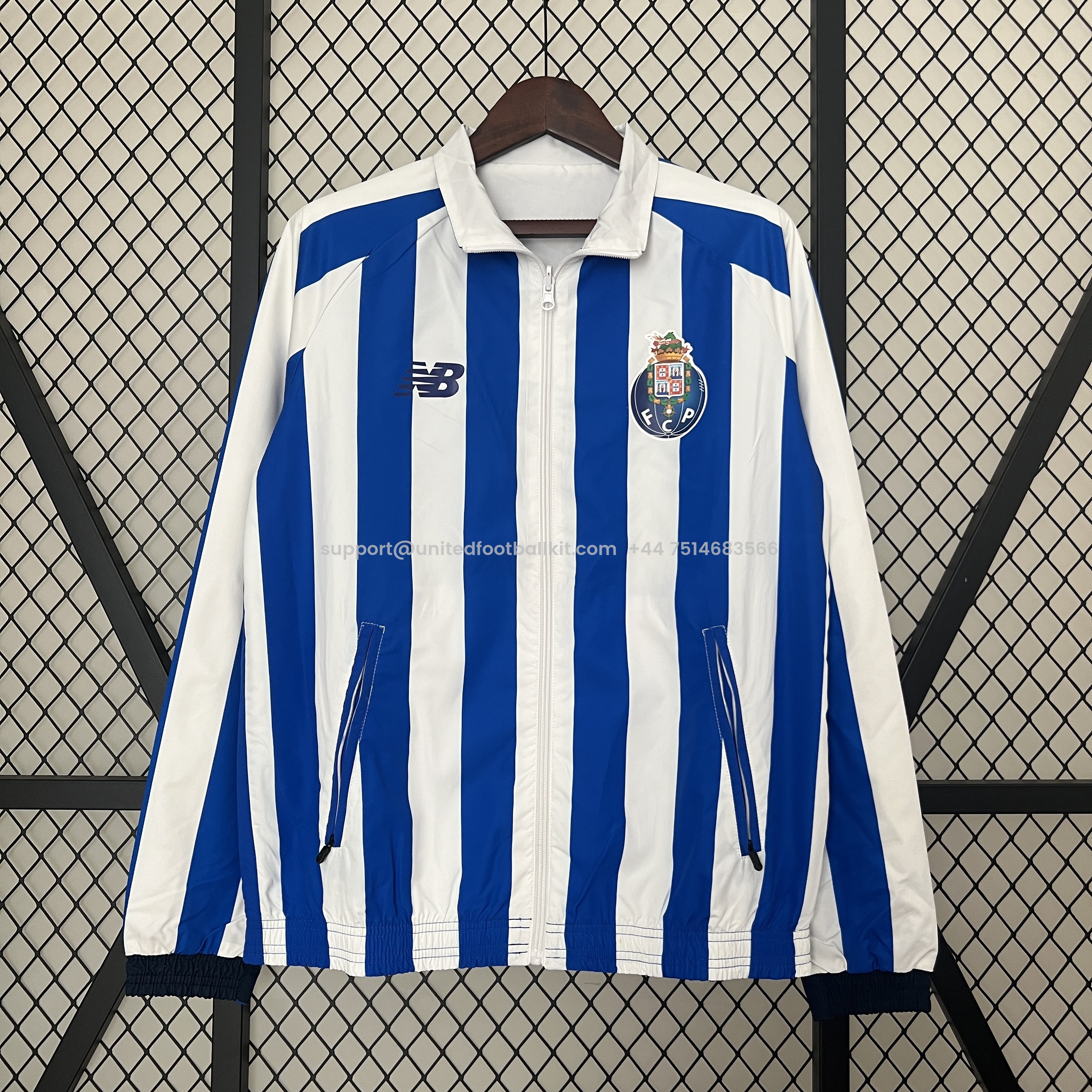 Unitedfootballkit.com | Porto 24-25 Double Sided Reversible Windbreaker - Blue & White -Customize Name, Number and Patch | Worldwide Shipping