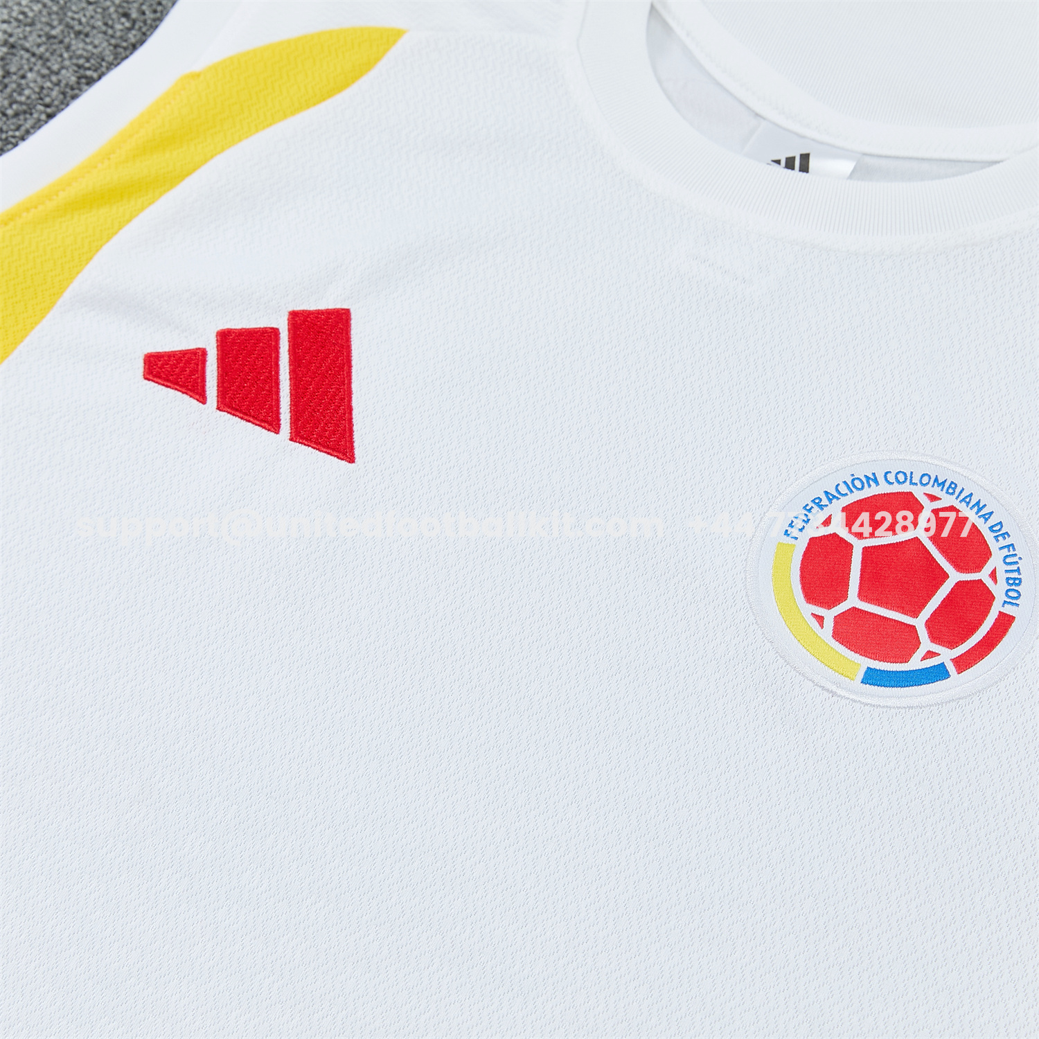 Unitedfootballkit.com | Colombia 2026 Vest Training Set - White Vest and Blue Shorts -Customize Name, Number and Patch | Worldwide Shipping