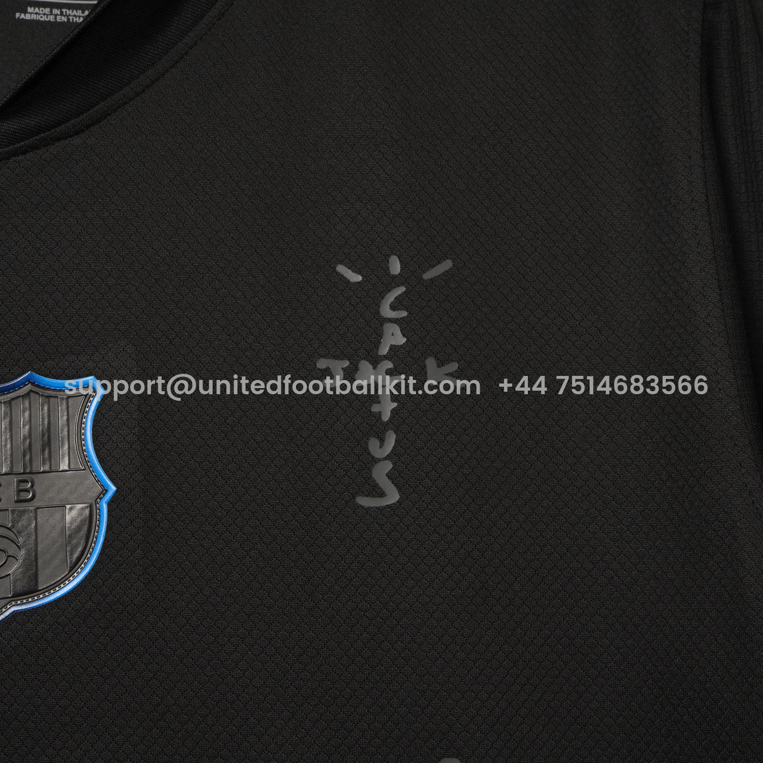 Unitedfootballkit.com | Barcelona x Travis Scott 24-25 Away Pure Black Jersey - Fans Version -Customize Name, Number and Patch | Worldwide Shipping