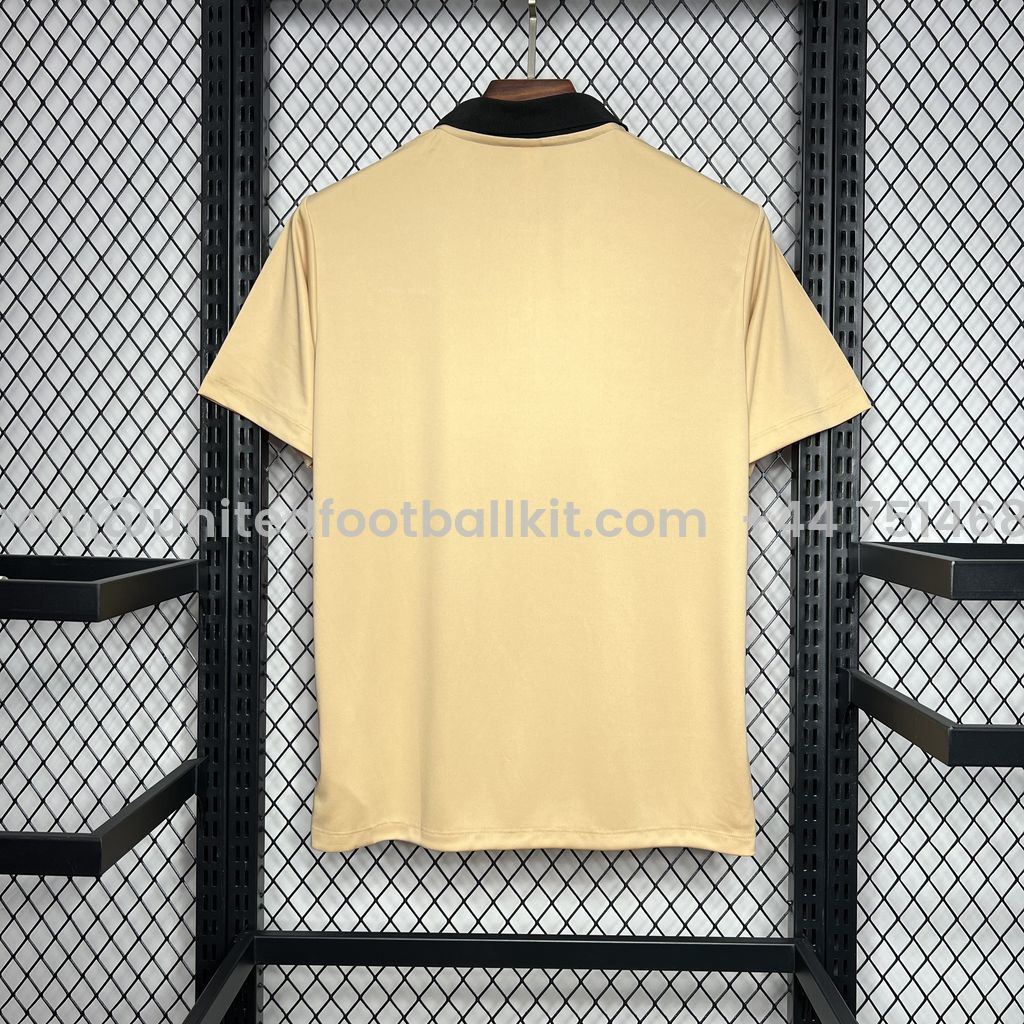 Unitedfootballkit.com | Barcelona 24-25 Gold Polo Shirt - Fans Version -Customize Name, Number and Patch | Worldwide Shipping