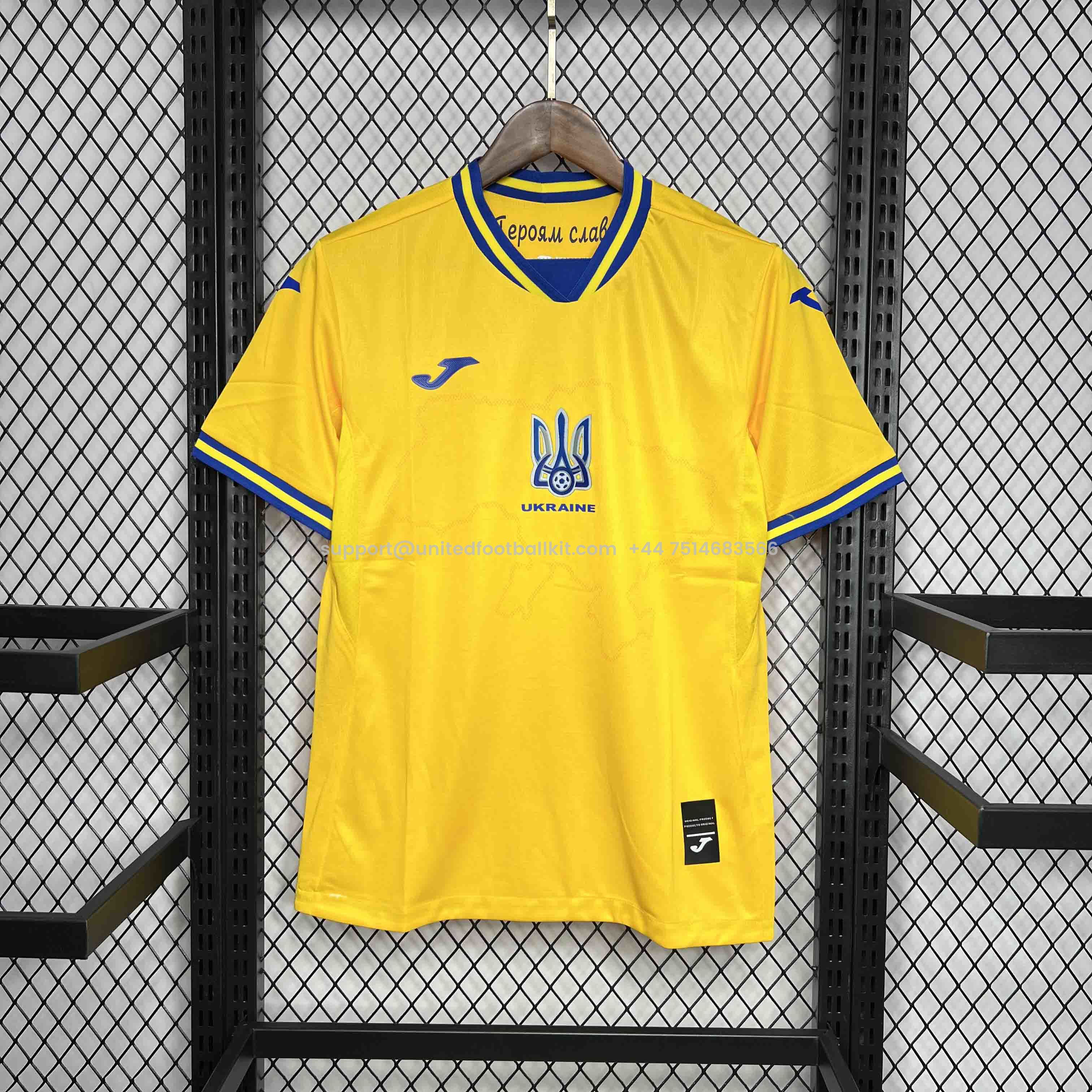 Unitedfootballkit.com | Ukraine 2024 Home Stadium Jersey - Fans Version -Customize Name, Number and Patch | Worldwide Shipping
