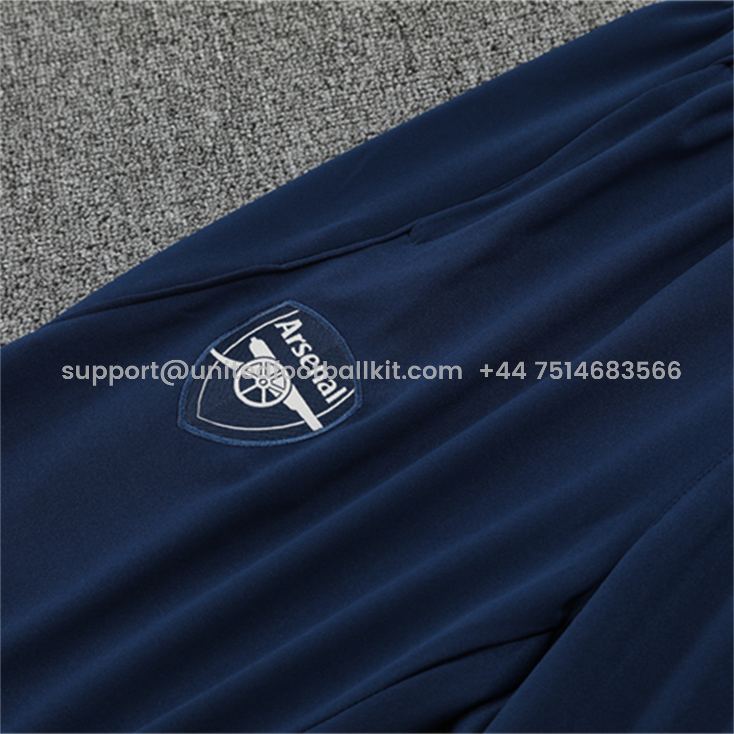 Unitedfootballkit.com | Arsenal 25-26 Long Sleeves Training Set - Light Grey Top & Blue Pants -Customize Name, Number and Patch | Worldwide Shipping