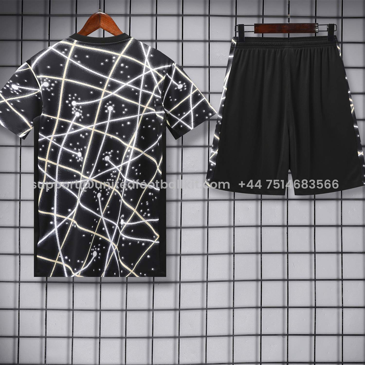 Unitedfootballkit.com | C.H.E.L.S.E.A 25-26 Short-Sleeve Training Set - Yellow Fluorescent Rays Black Top & Black Shorts -Customize Name, Number and Patch | Worldwide Shipping