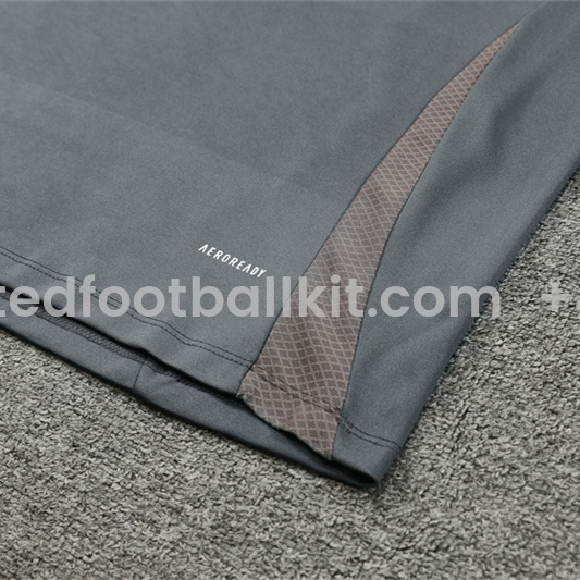 Unitedfootballkit.com | Real Madrid 24-25 Kids Long Sleeve Training Set - Deep Grey -Customize Name, Number and Patch | Worldwide Shipping