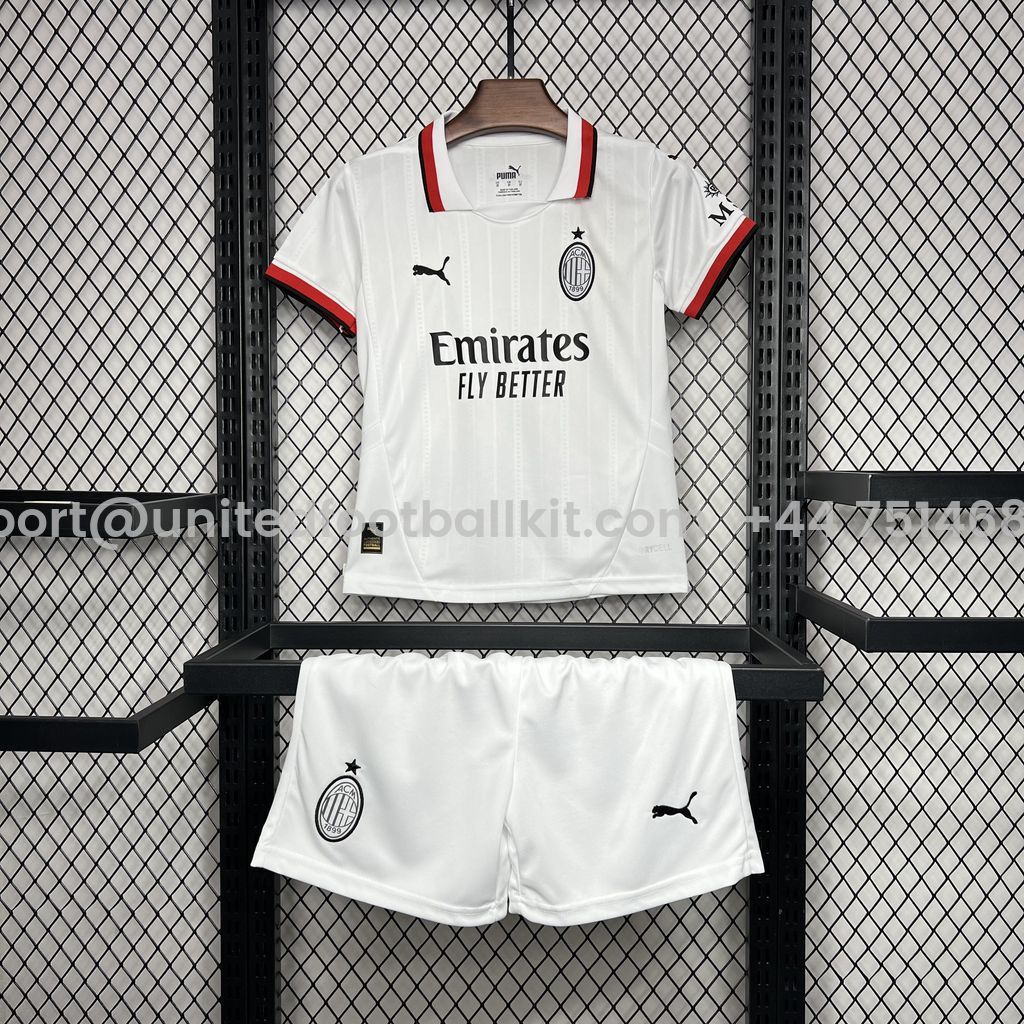 Unitedfootballkit.com | AC Milan 24-25 Away Kids Kit -Customize Name, Number and Patch | Worldwide Shipping