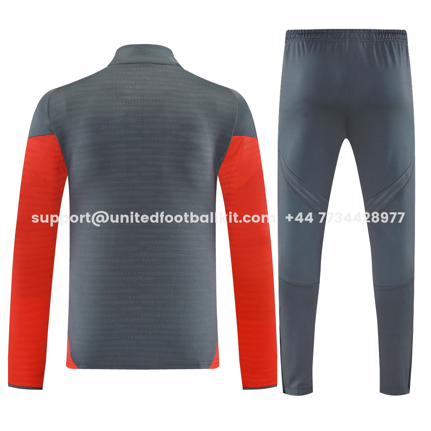 Unitedfootballkit.com | Bayern Munich 25-26 Long Sleeves Training Set - Dark Grey And Red Top & Pants -Customize Name, Number and Patch | Worldwide Shipping