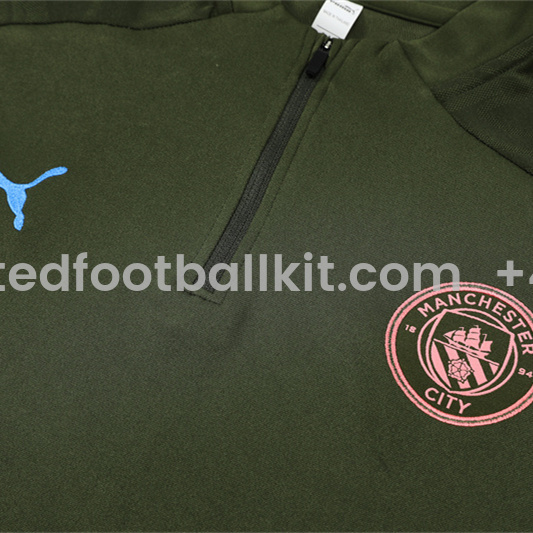 Unitedfootballkit.com | Manchester City 24-25 Long Sleeve Training Set - Army Green -Customize Name, Number and Patch | Worldwide Shipping