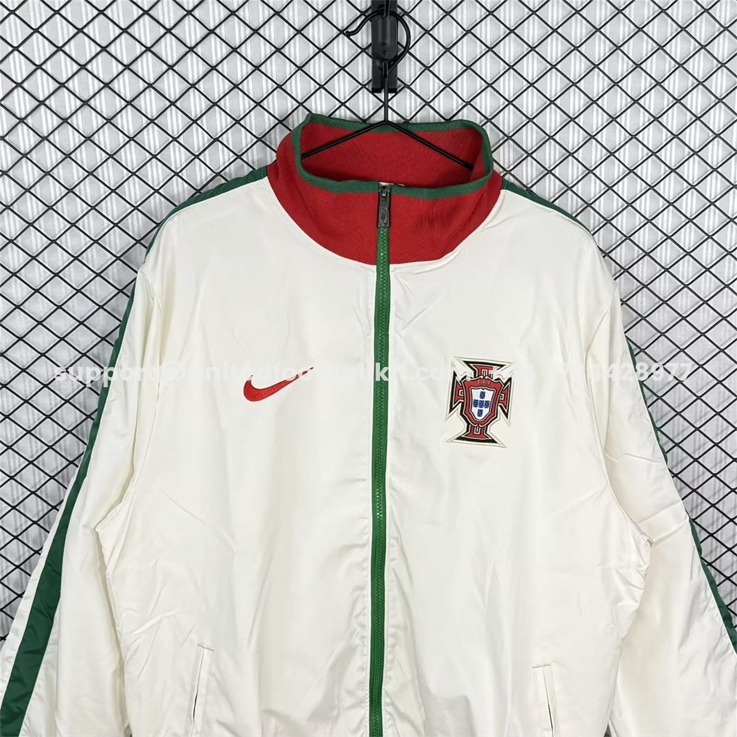 Unitedfootballkit.com | Retro Portugal 2010 White Windbreaker -Customize Name, Number and Patch | Worldwide Shipping