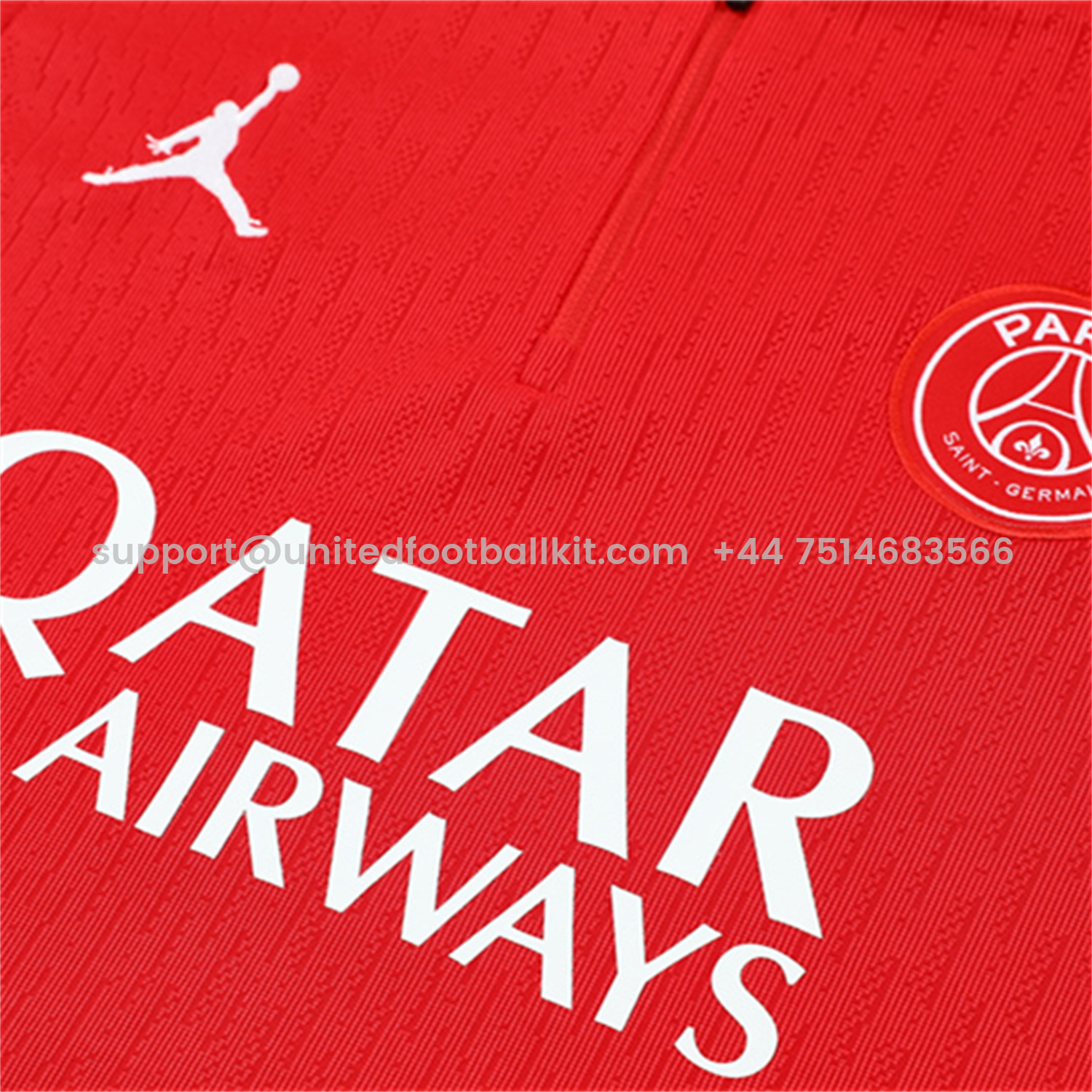 Unitedfootballkit.com | Paris Saint-Germain PSG 25-26 Kid Long Sleeves Training Set - Red Top & Royal Blue Pants -Customize Name, Number and Patch | Worldwide Shipping