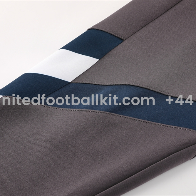 Unitedfootballkit.com | Real Madrid 24-25 Trefoil Vintage Jacket Training Tracksuit - Grey -Customize Name, Number and Patch | Worldwide Shipping