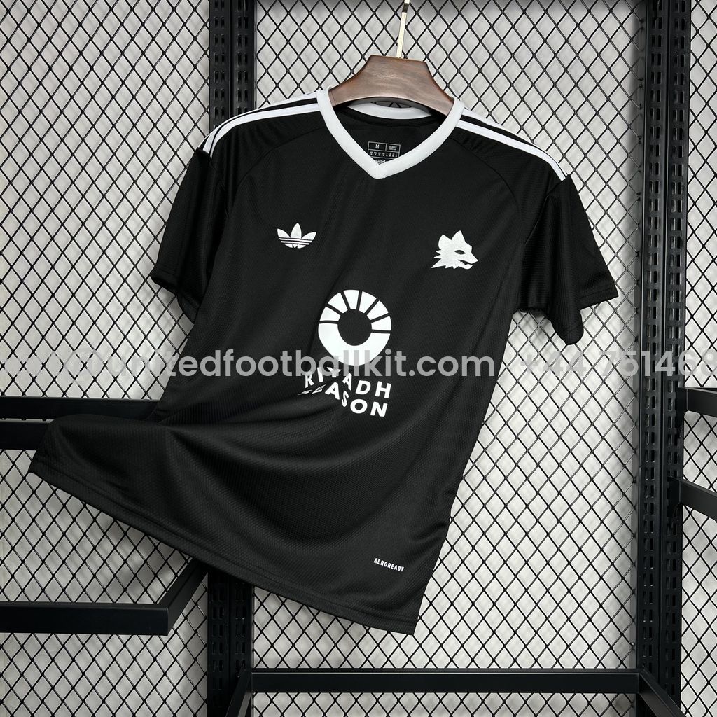 Unitedfootballkit.com | AS Roma 24-25 Third Goalkeeper Black Jersey - Fans Version -Customize Name, Number and Patch | Worldwide Shipping