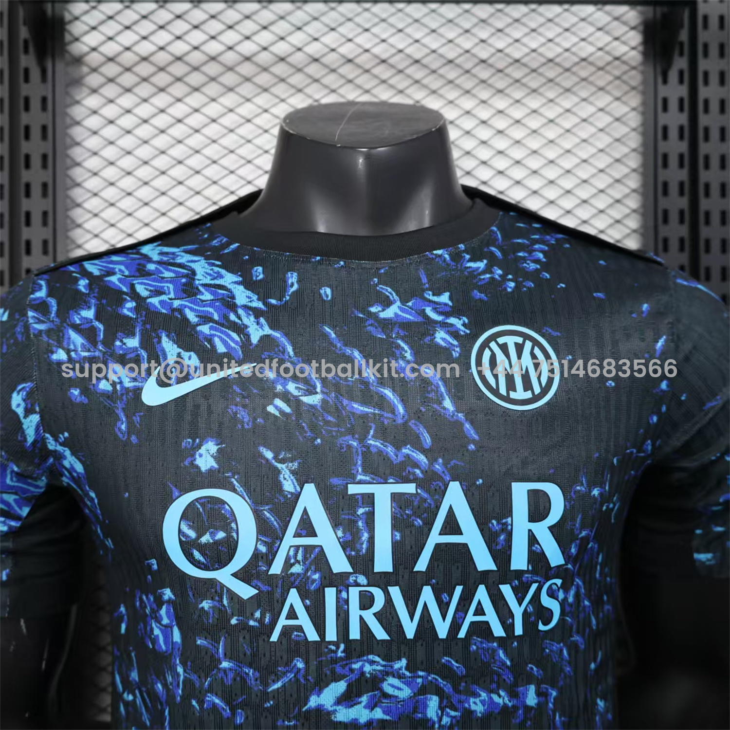 Unitedfootballkit.com | Inter Milan 25-26 Pre-Match Training Jersey Black Blue - Player Version -Customize Name, Number and Patch | Worldwide Shipping