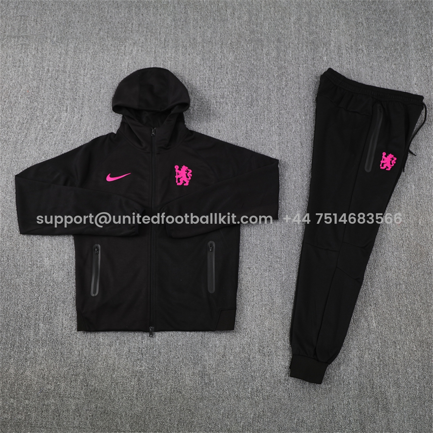 Unitedfootballkit.com | C.H.E.L.S.E.A 24-25 Jacket Training Tracksuit - Black Jackets & Pants -Customize Name, Number and Patch | Worldwide Shipping