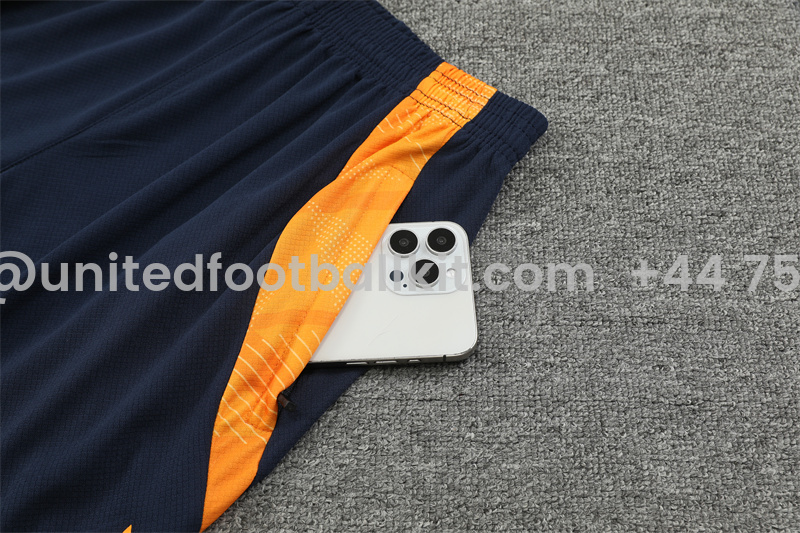 Unitedfootballkit.com | Real Madrid 24-25 Short-Sleeve Training Kids Kit - White & Deep Blue -Customize Name, Number and Patch | Worldwide Shipping