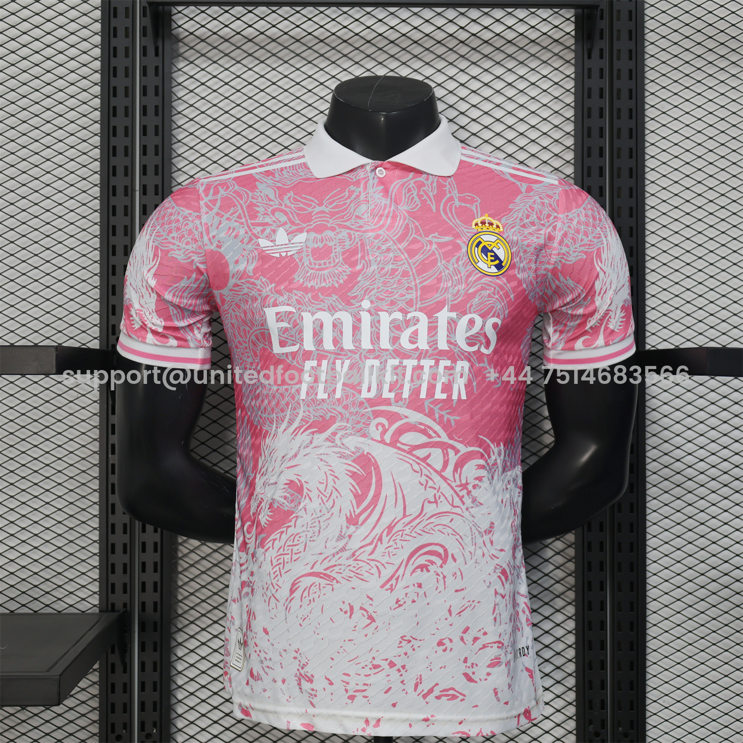 Unitedfootballkit.com | Real Madrid 25-26 Pink and White Gradient Chinese and Western Style Dragon Jersey - Player Version -Customize Name, Number and Patch | Worldwide Shipping