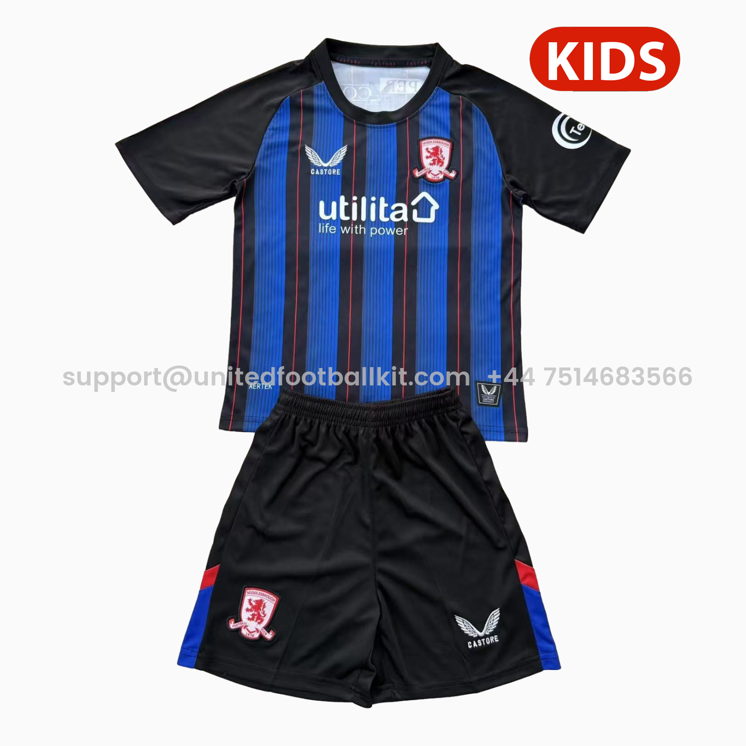 Unitedfootballkit.com | Middlesbrough 25-26 Away Kids Kit -Customize Name, Number and Patch | Worldwide Shipping