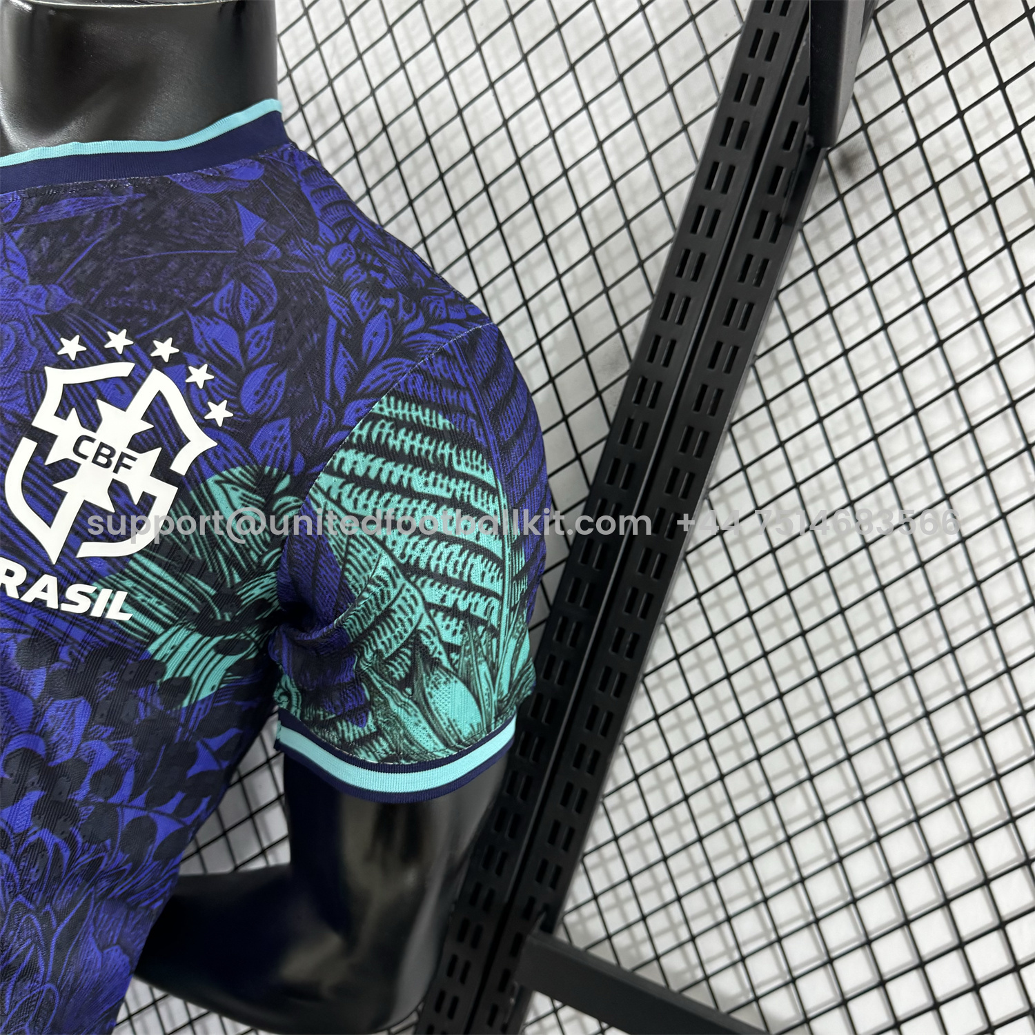 Unitedfootballkit.com | Brazil 25-26 Blue Flowers and Leaves Jersey - Player Version -Customize Name, Number and Patch | Worldwide Shipping