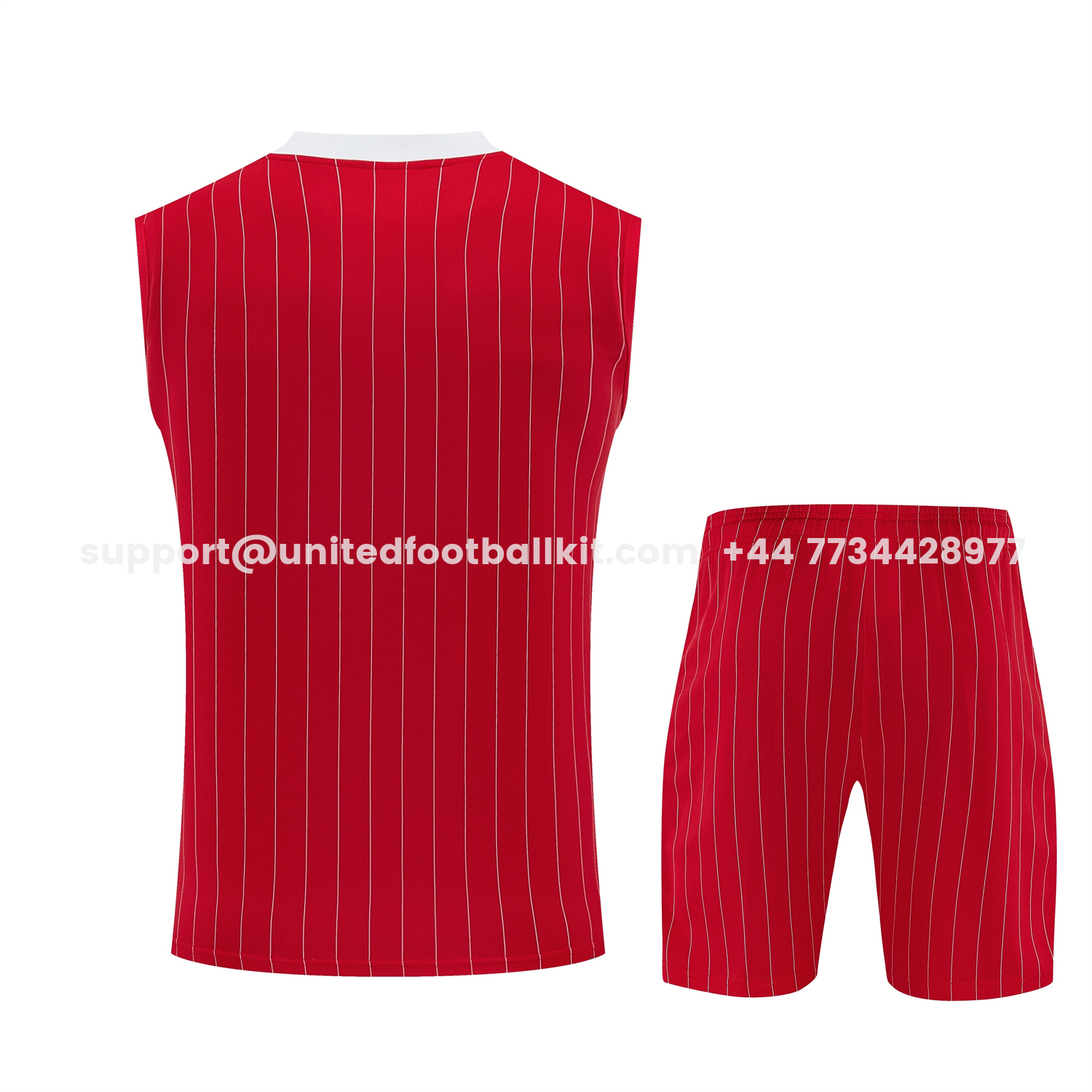 Unitedfootballkit.com | Manchester United 25-26 Retro Style Vest Training Set - Red With White Stripes Top & Pants -Customize Name, Number and Patch | Worldwide Shipping