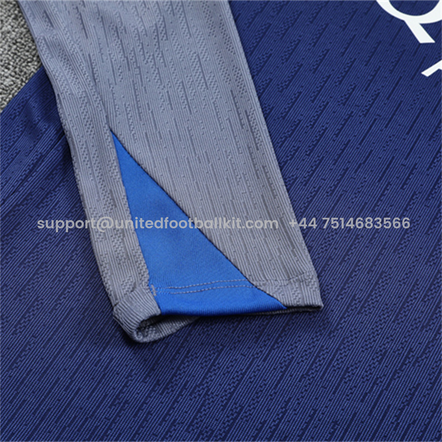 Unitedfootballkit.com | Paris Saint-Germain PSG 25-26 Long Sleeves Training Set - Royal Blue Gray Sleeves Top & Royal Blue Pants -Customize Name, Number and Patch | Worldwide Shipping